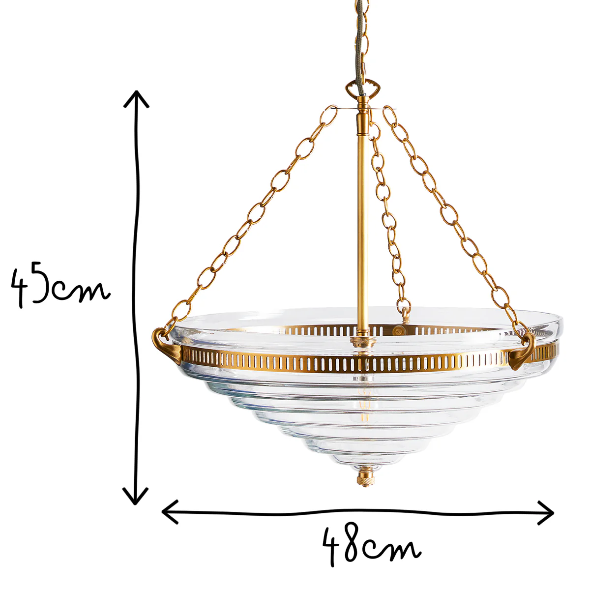 Archie stepped glass pendant with brass fittings - Image 11