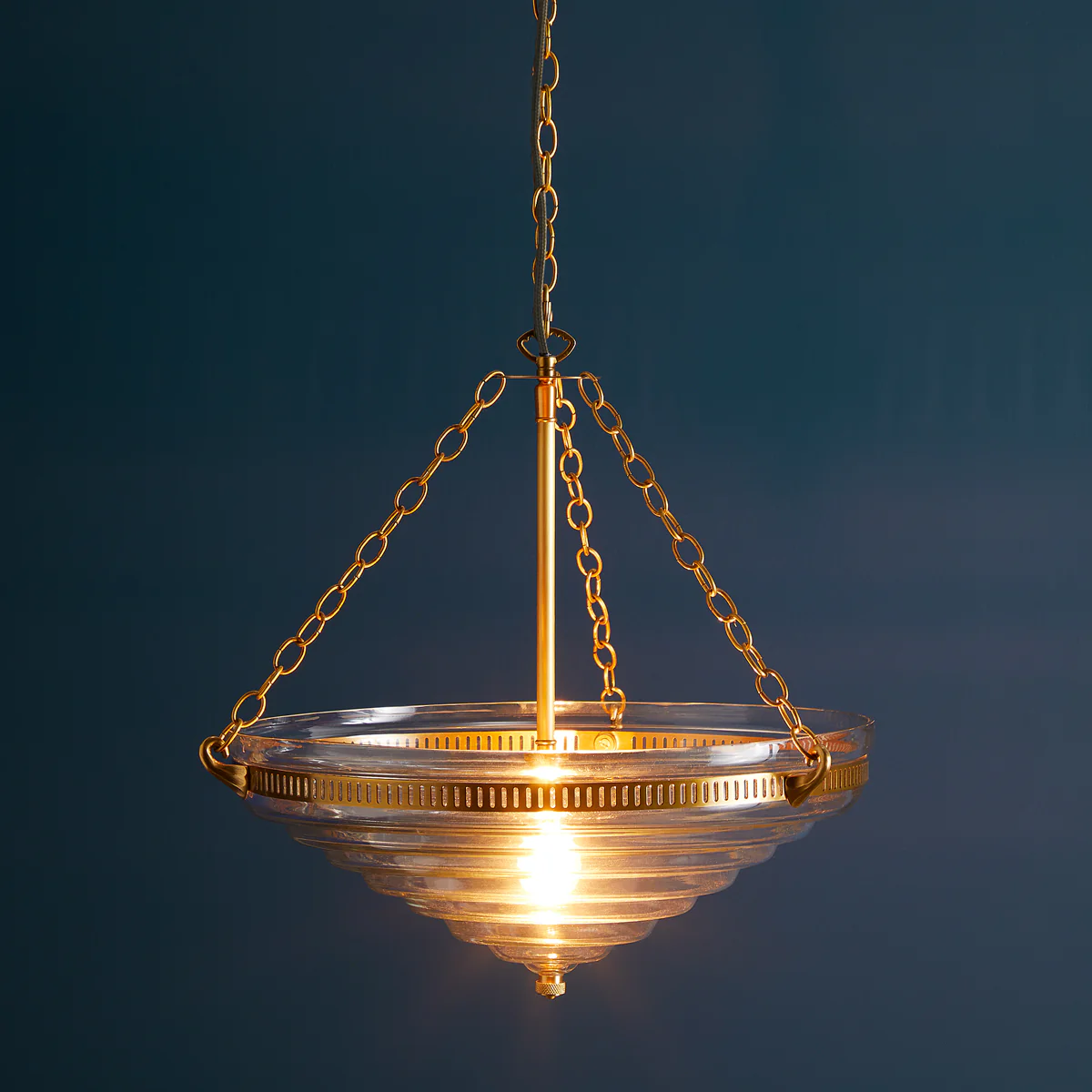 Archie stepped glass pendant with brass fittings - Image 2