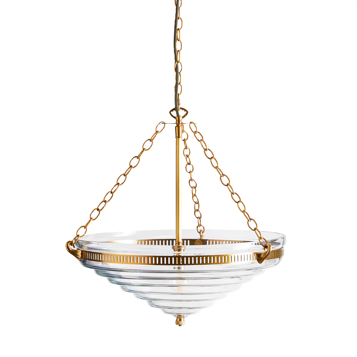 Archie stepped glass pendant with brass fittings - Image 3