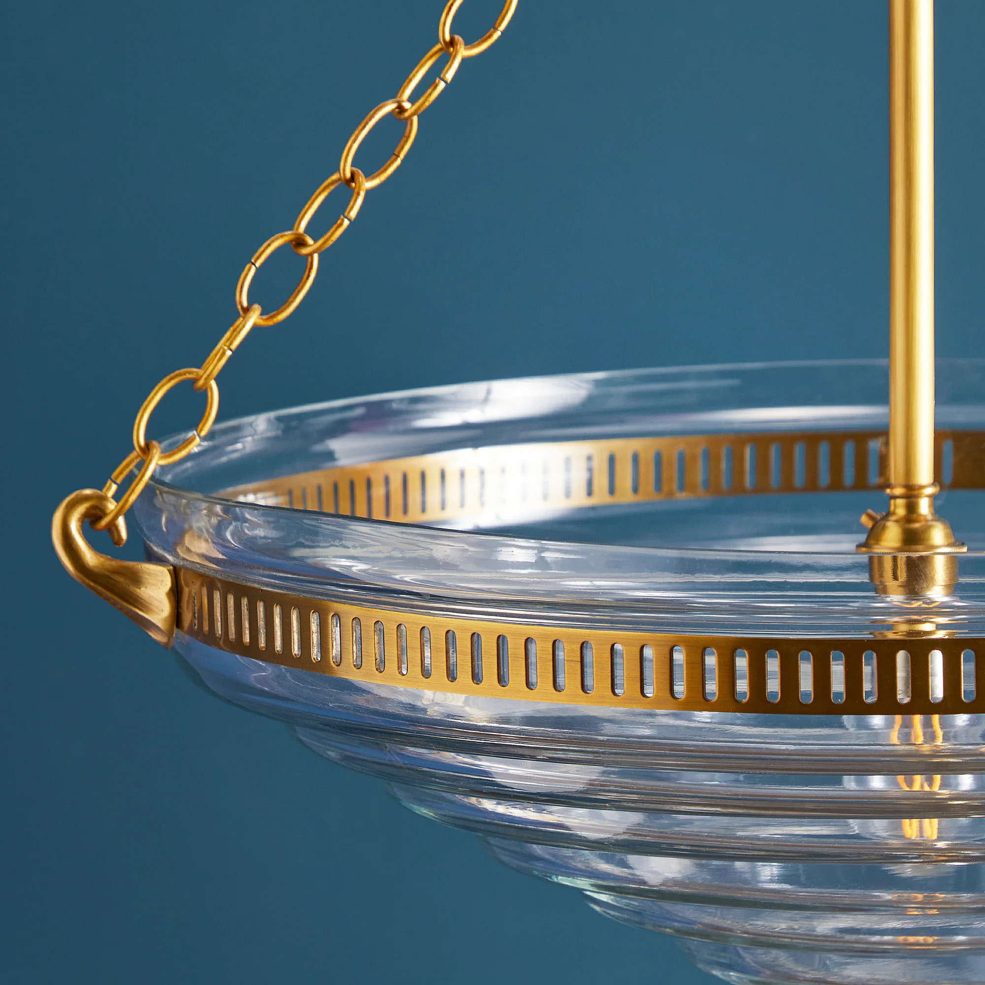 Archie stepped glass pendant with brass fittings - Image 6
