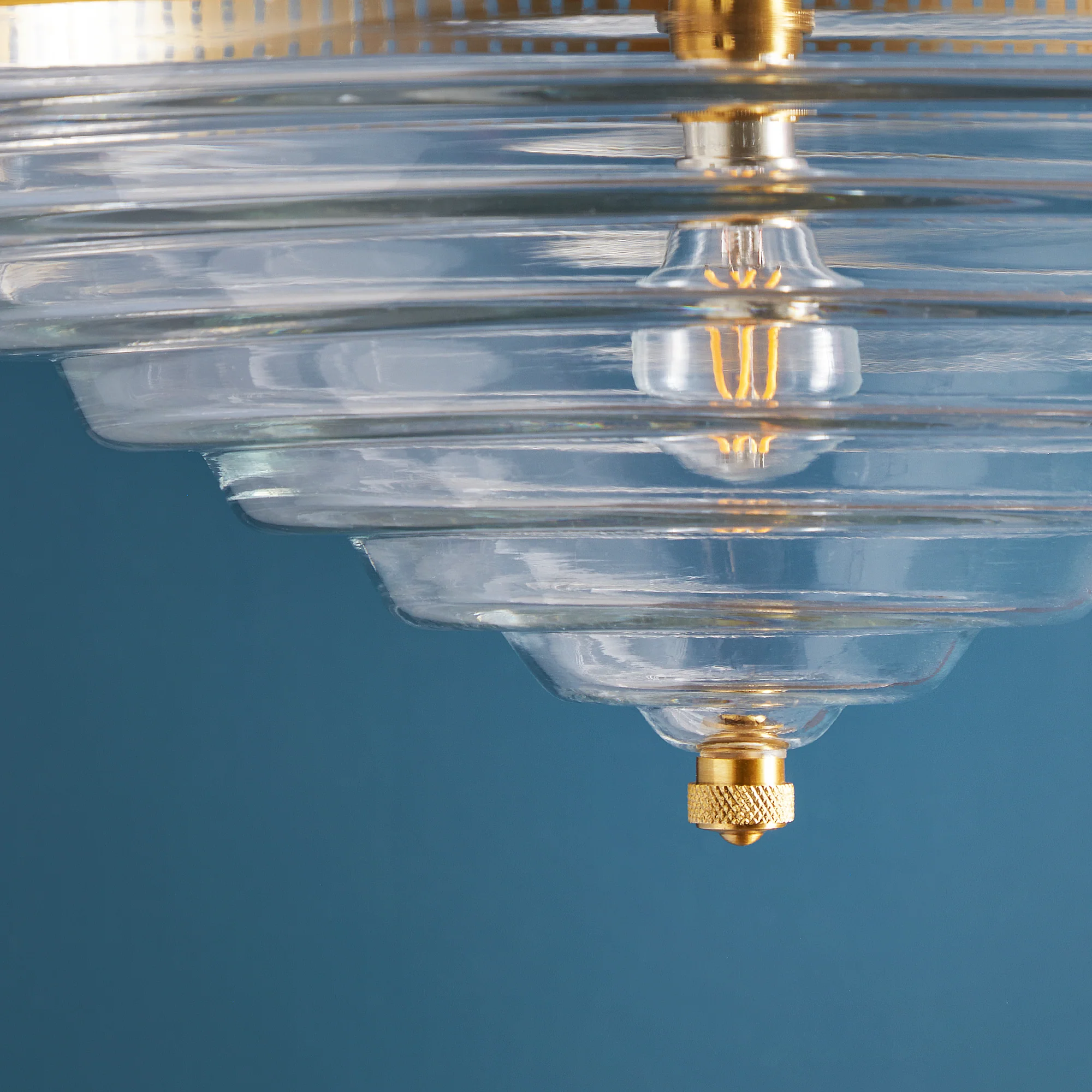 Archie stepped glass pendant with brass fittings - Image 8