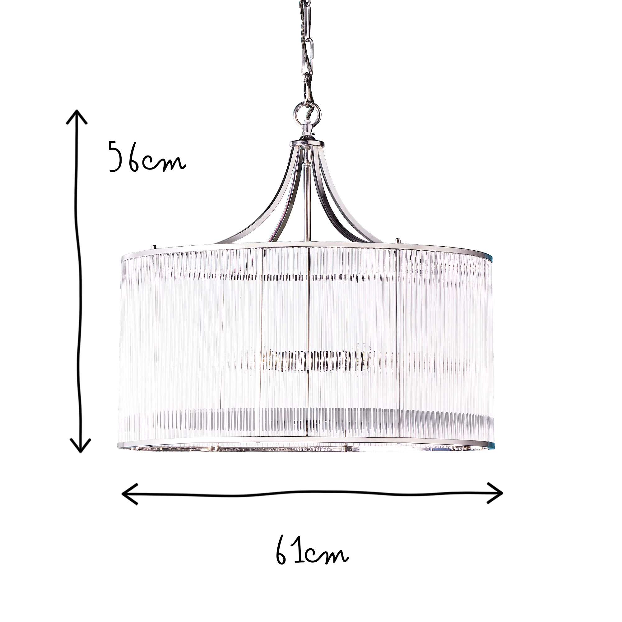 Artemis Chandelier in nickel with glass rods and frosted glass baffle - Image 10