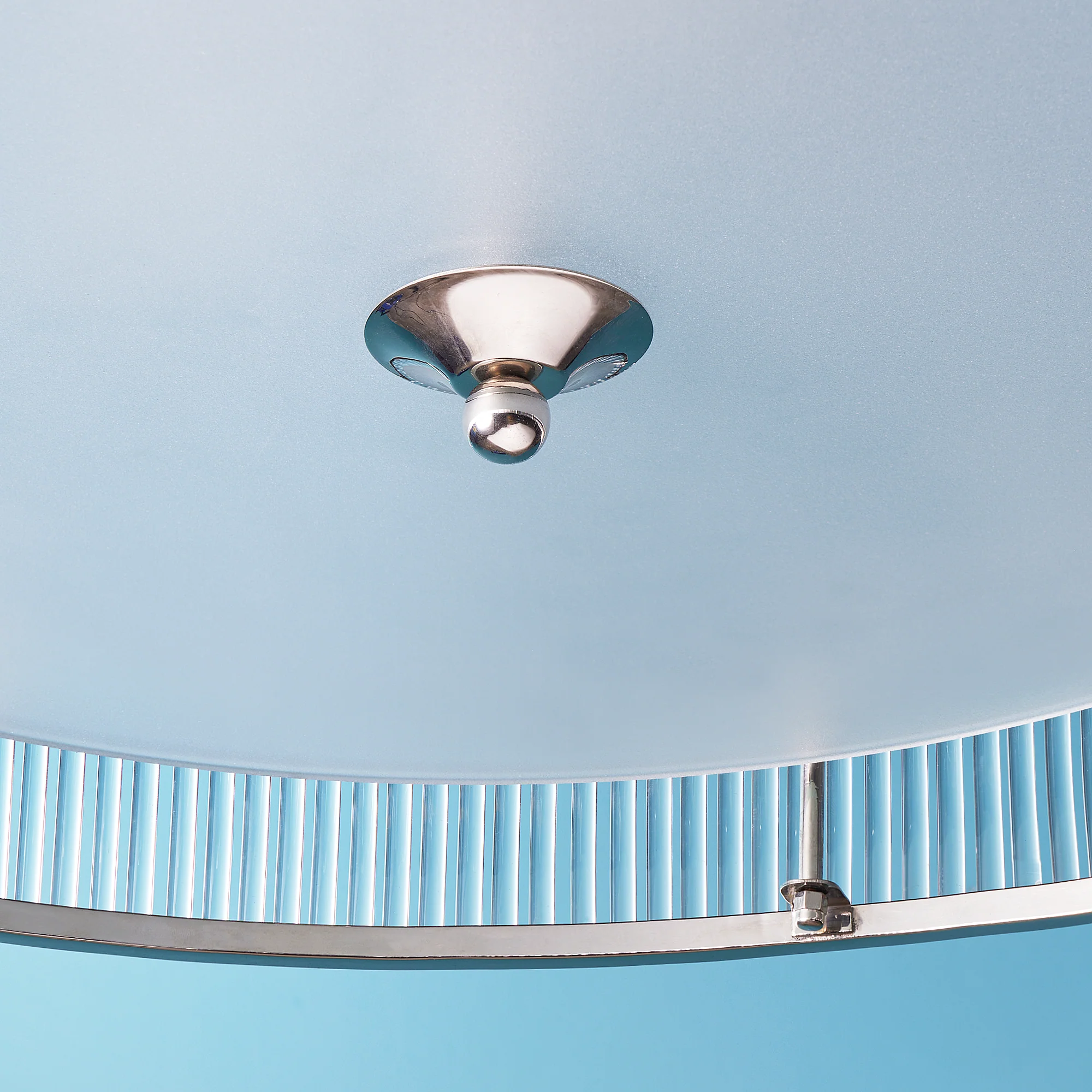 Artemis Chandelier in nickel with glass rods and frosted glass baffle - Image 3