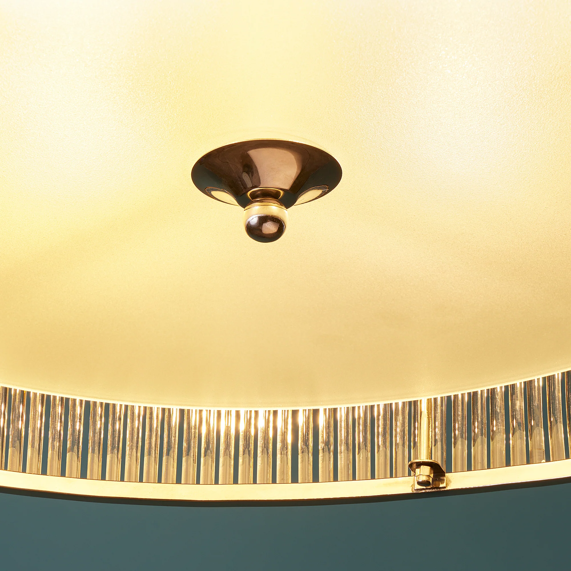 Artemis Chandelier in nickel with glass rods and frosted glass baffle - Image 4