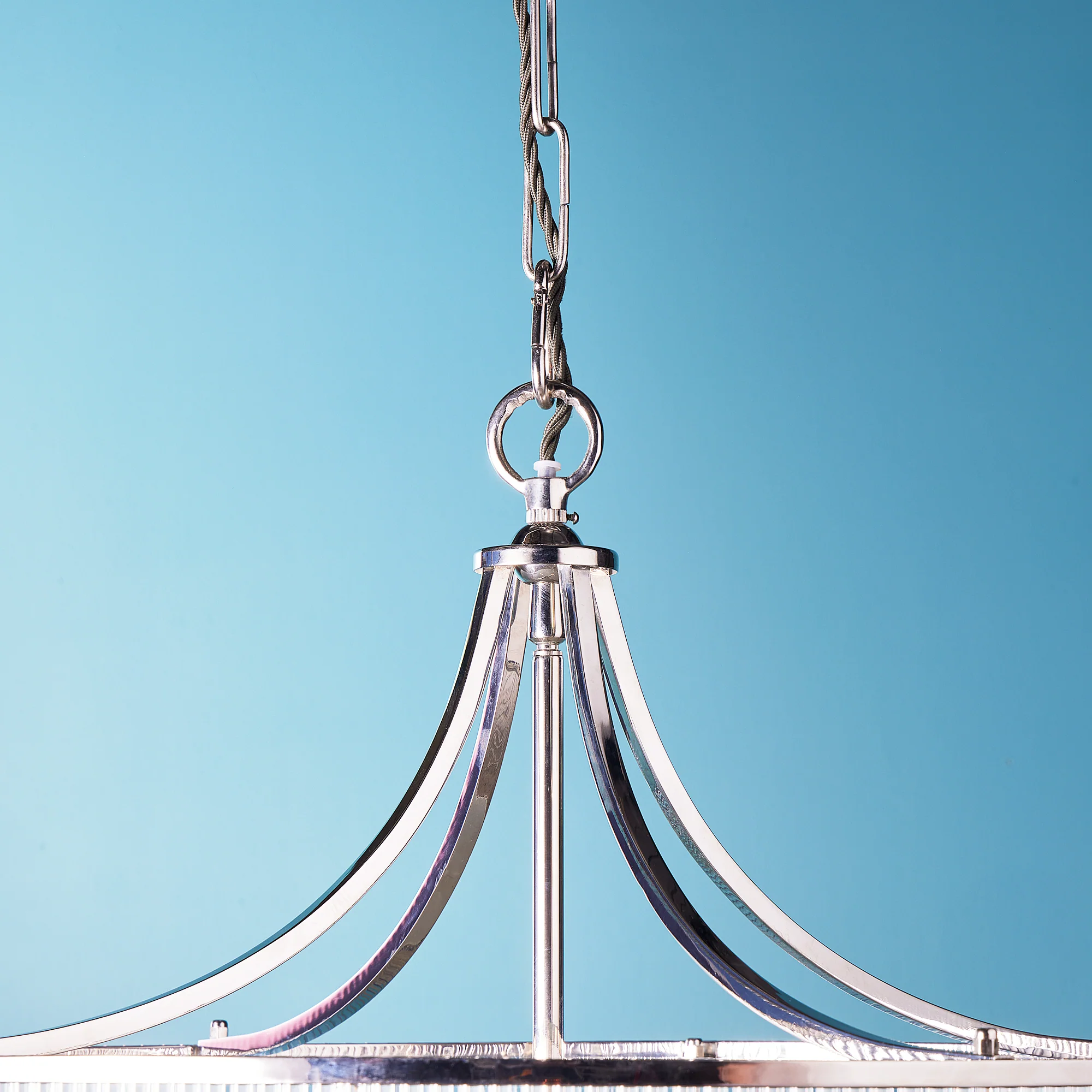 Artemis Chandelier in nickel with glass rods and frosted glass baffle - Image 5