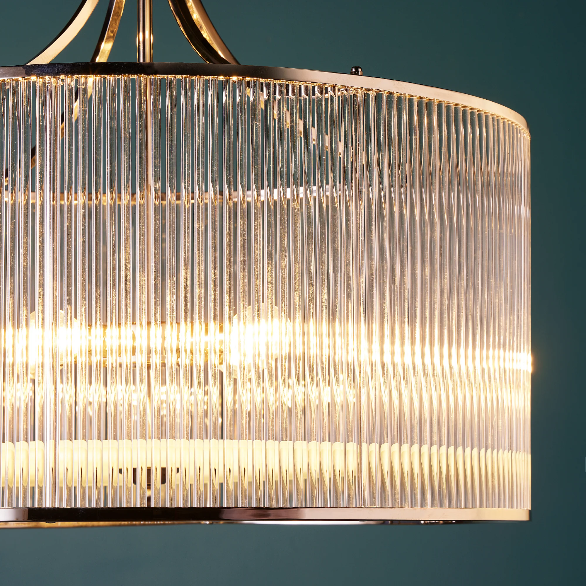 Artemis Chandelier in nickel with glass rods and frosted glass baffle - Image 7
