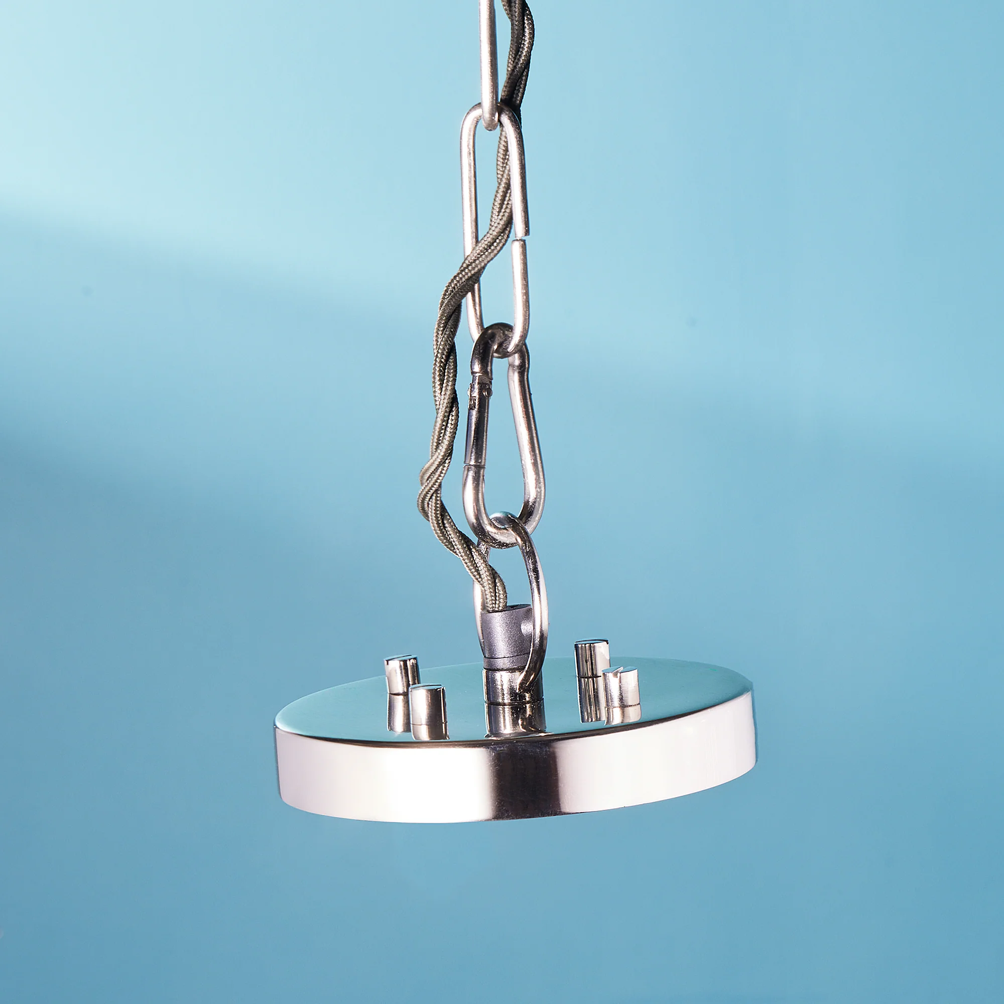 Artemis Chandelier in nickel with glass rods and frosted glass baffle - Image 9