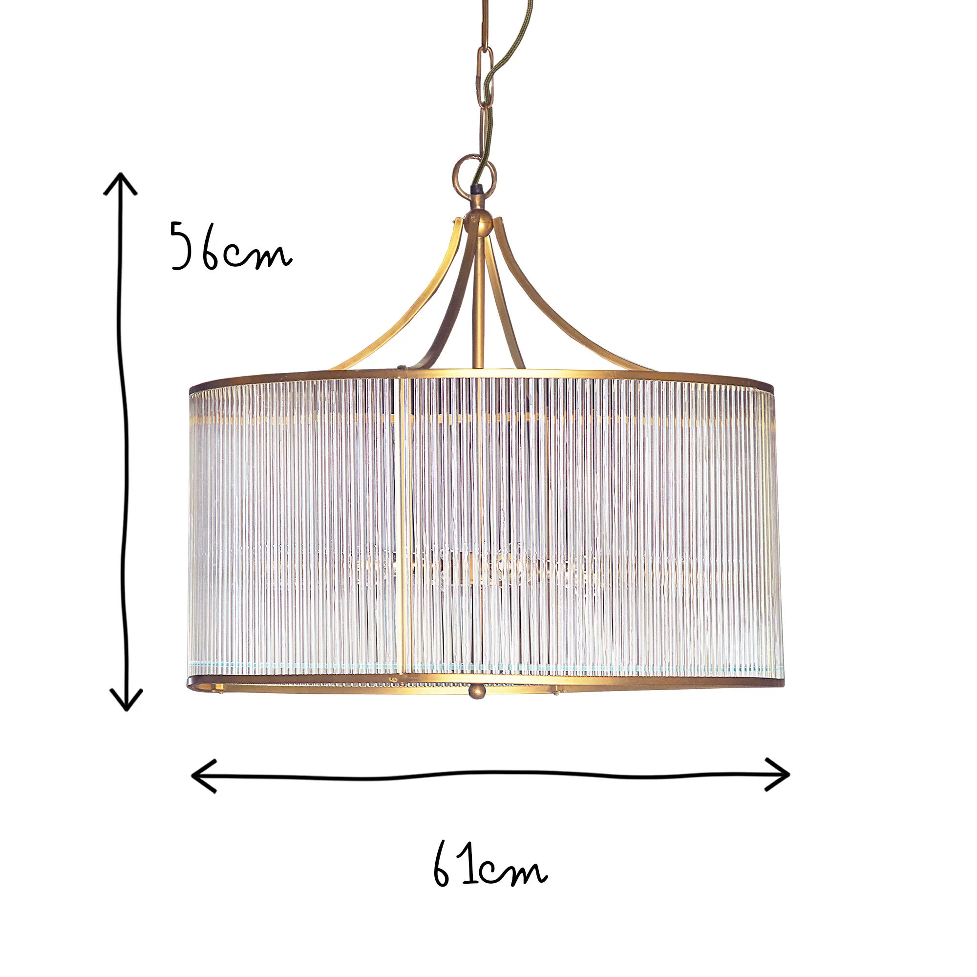 Artemis circular chandelier in brass with glass rods and frosted glass baffle - Image 14