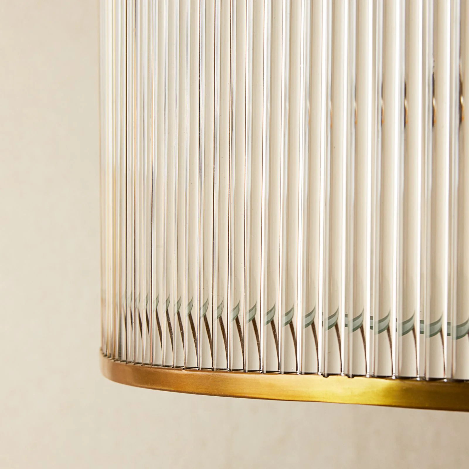 Artemis circular chandelier in brass with glass rods and frosted glass baffle - Image 3