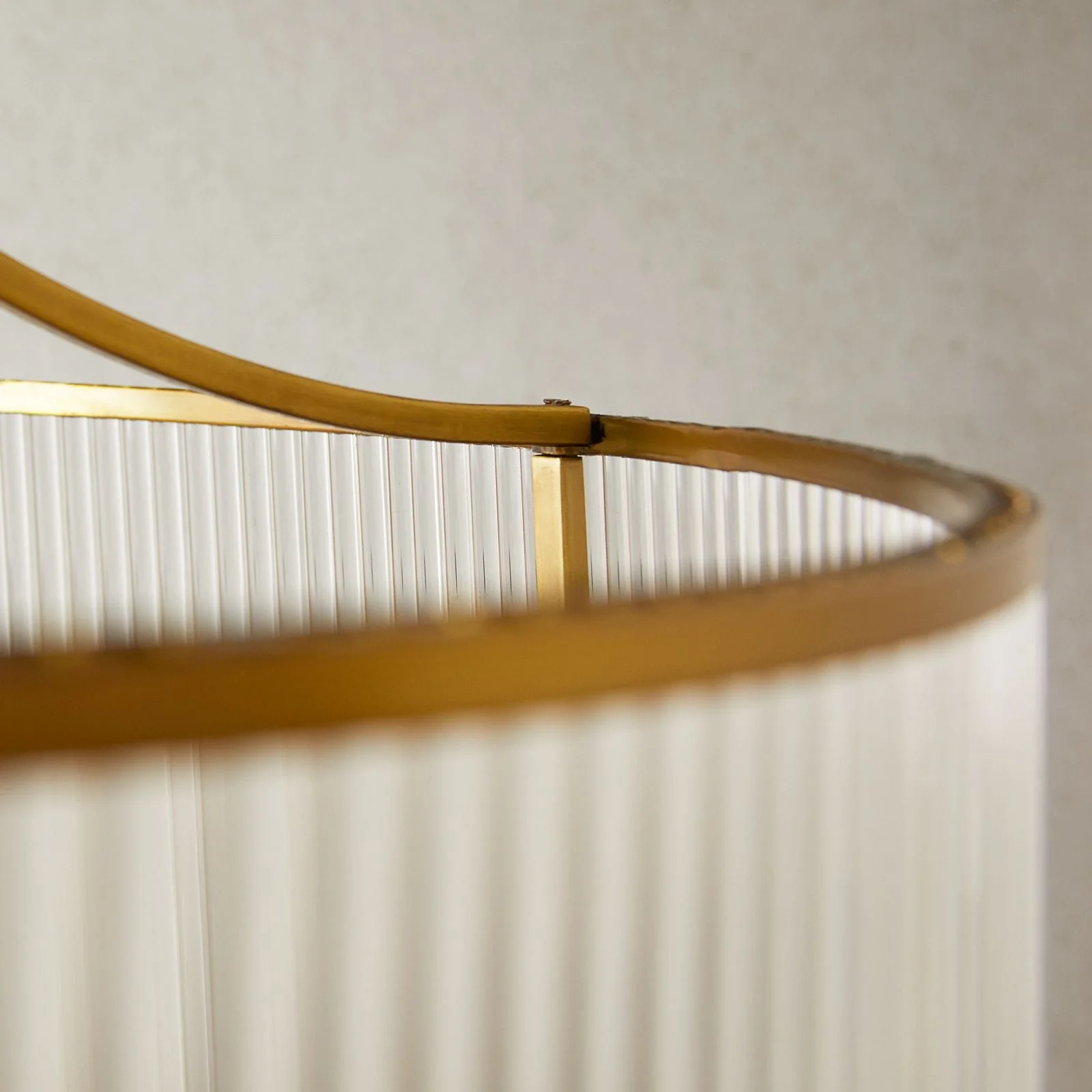 Artemis circular chandelier in brass with glass rods and frosted glass baffle - Image 6