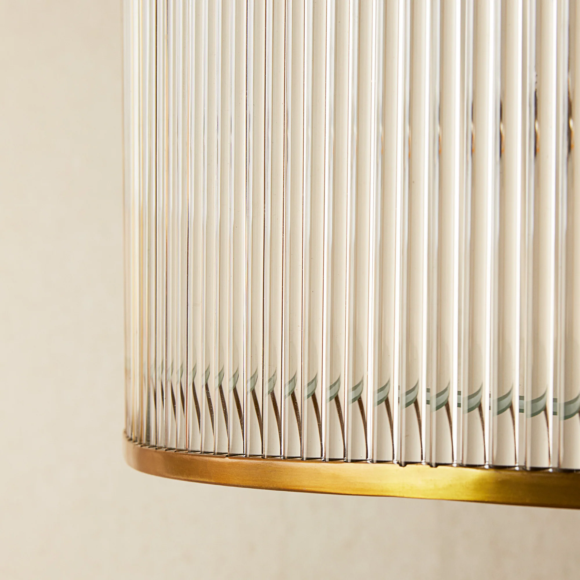 Artemis circular chandelier in brass with glass rods and frosted glass baffle - Image 9