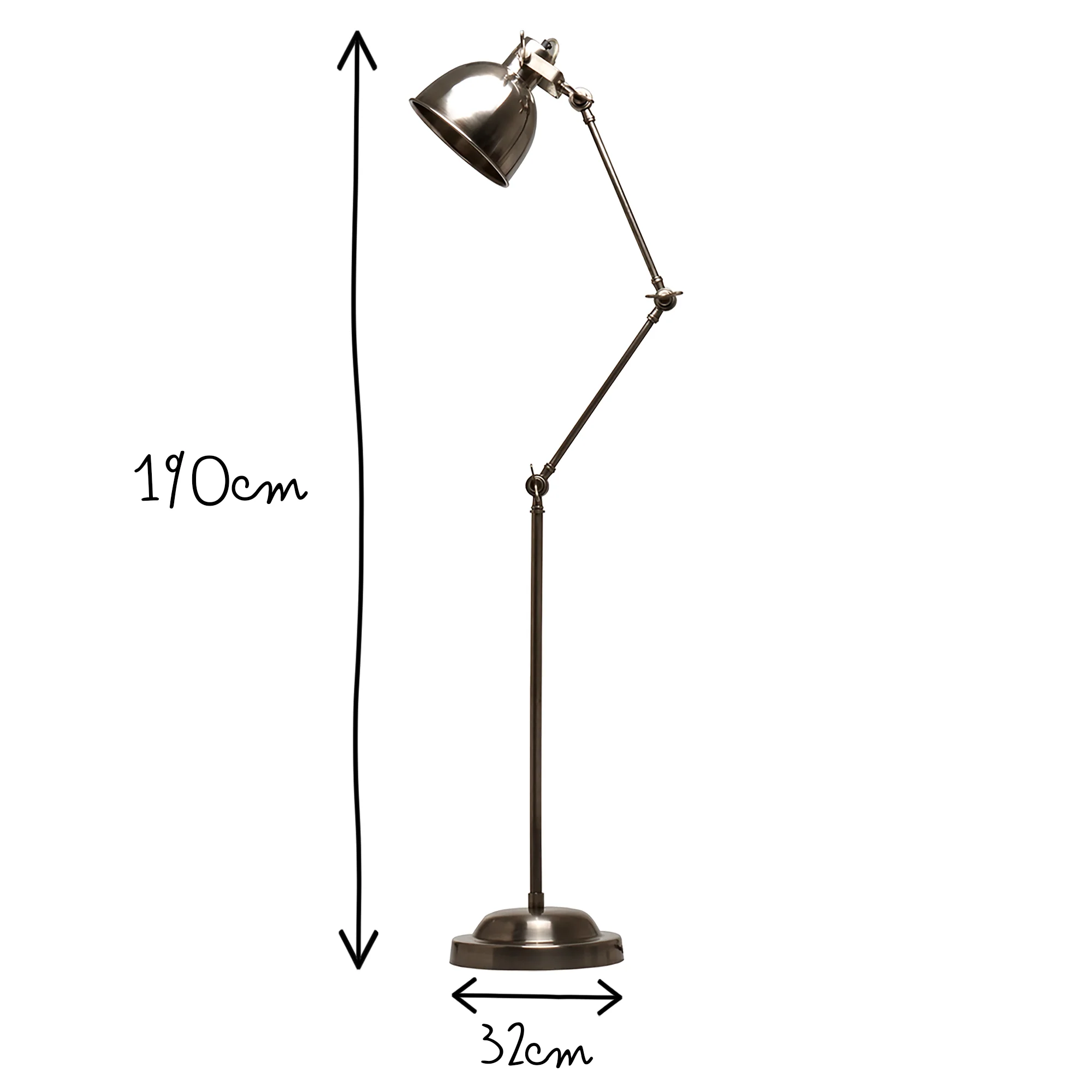 Astaire floor lamp in brass with antique silver finish - Image 5