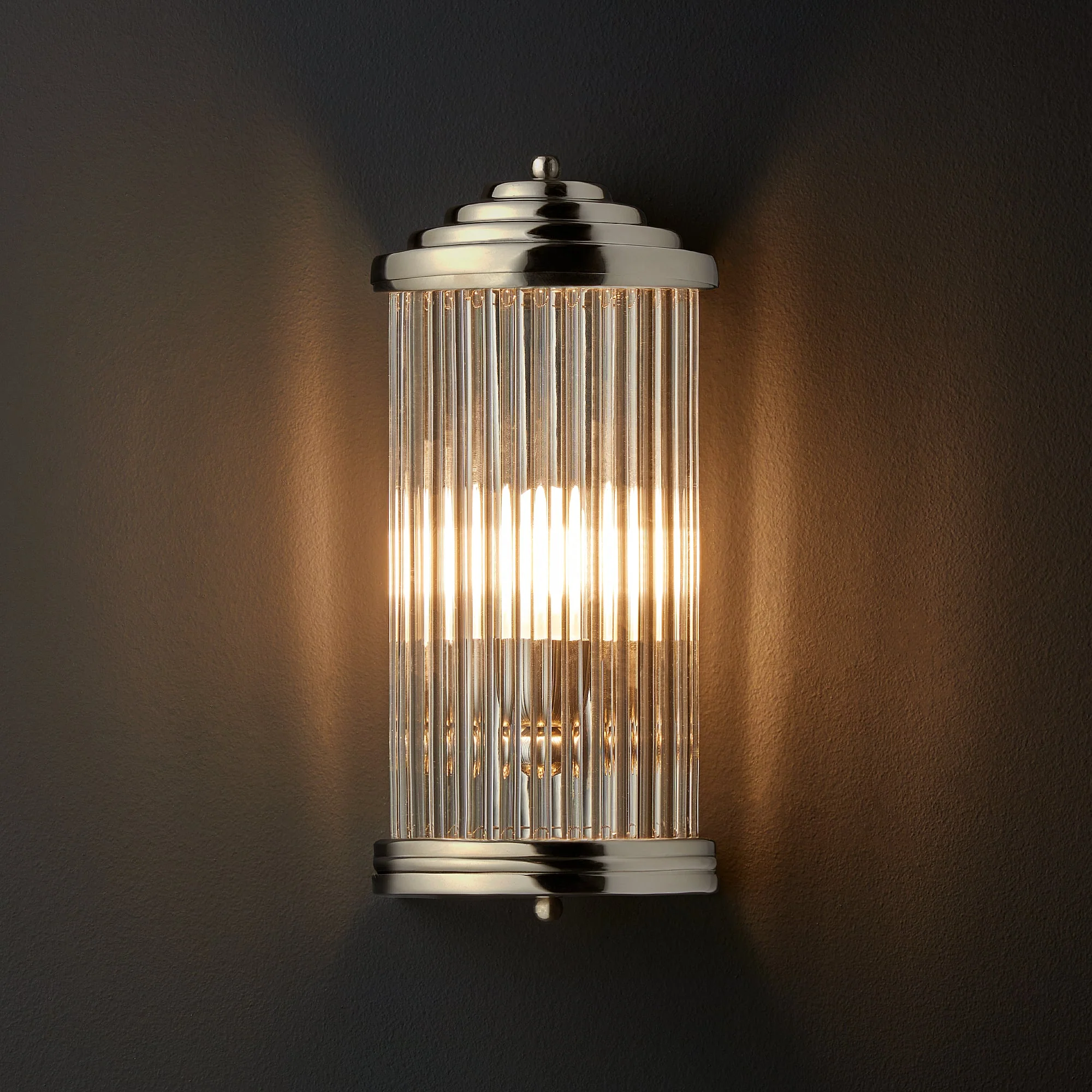 Baby Roddy IP44 rated wall light in Nickel with glass rods - Image 7