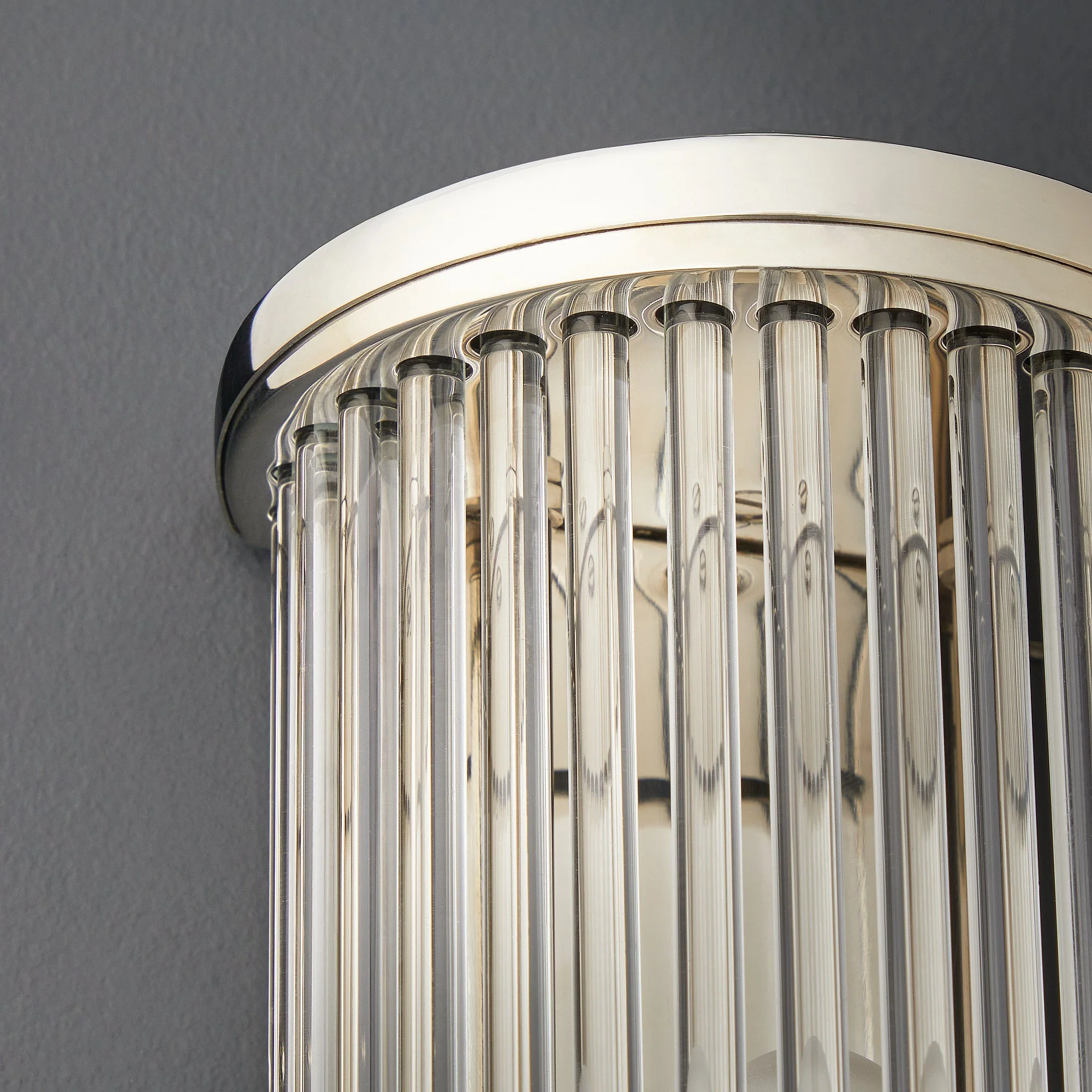 Baby Roddy IP44 rated wall light in Nickel with glass rods - Image 9