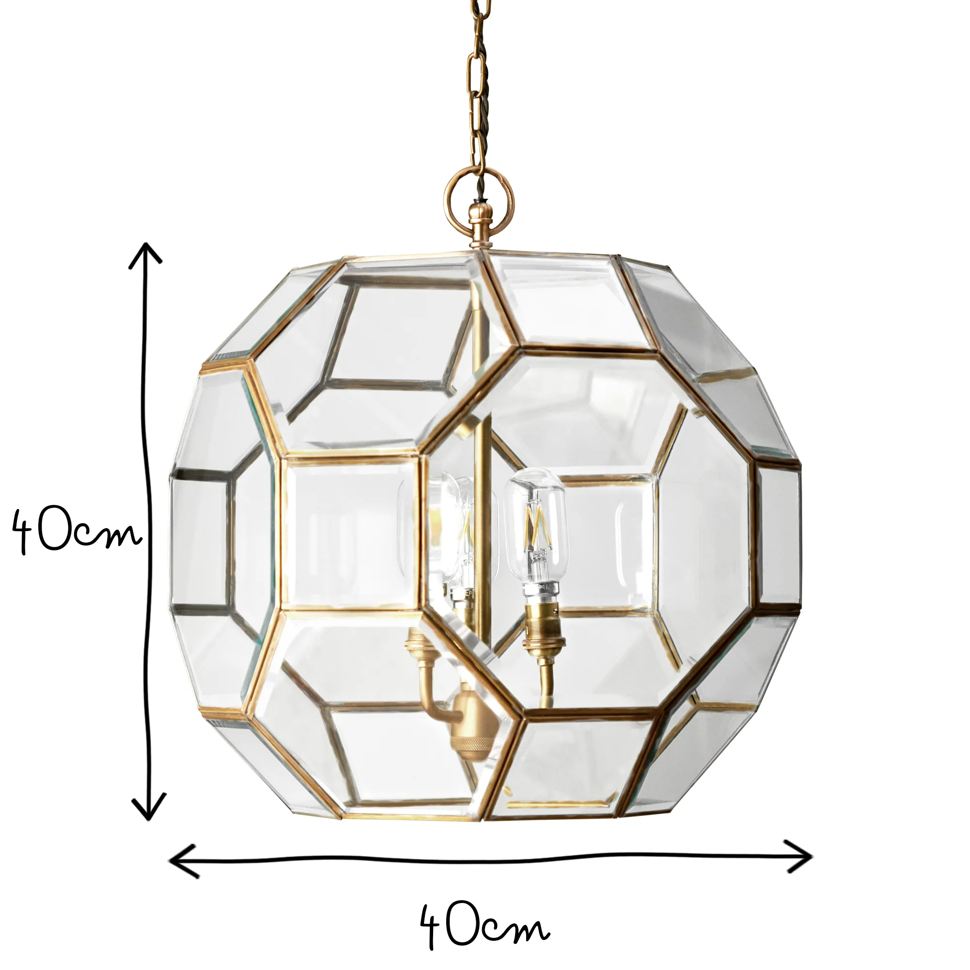 Ballina pendant light in brass and bevelled glass - Image 7
