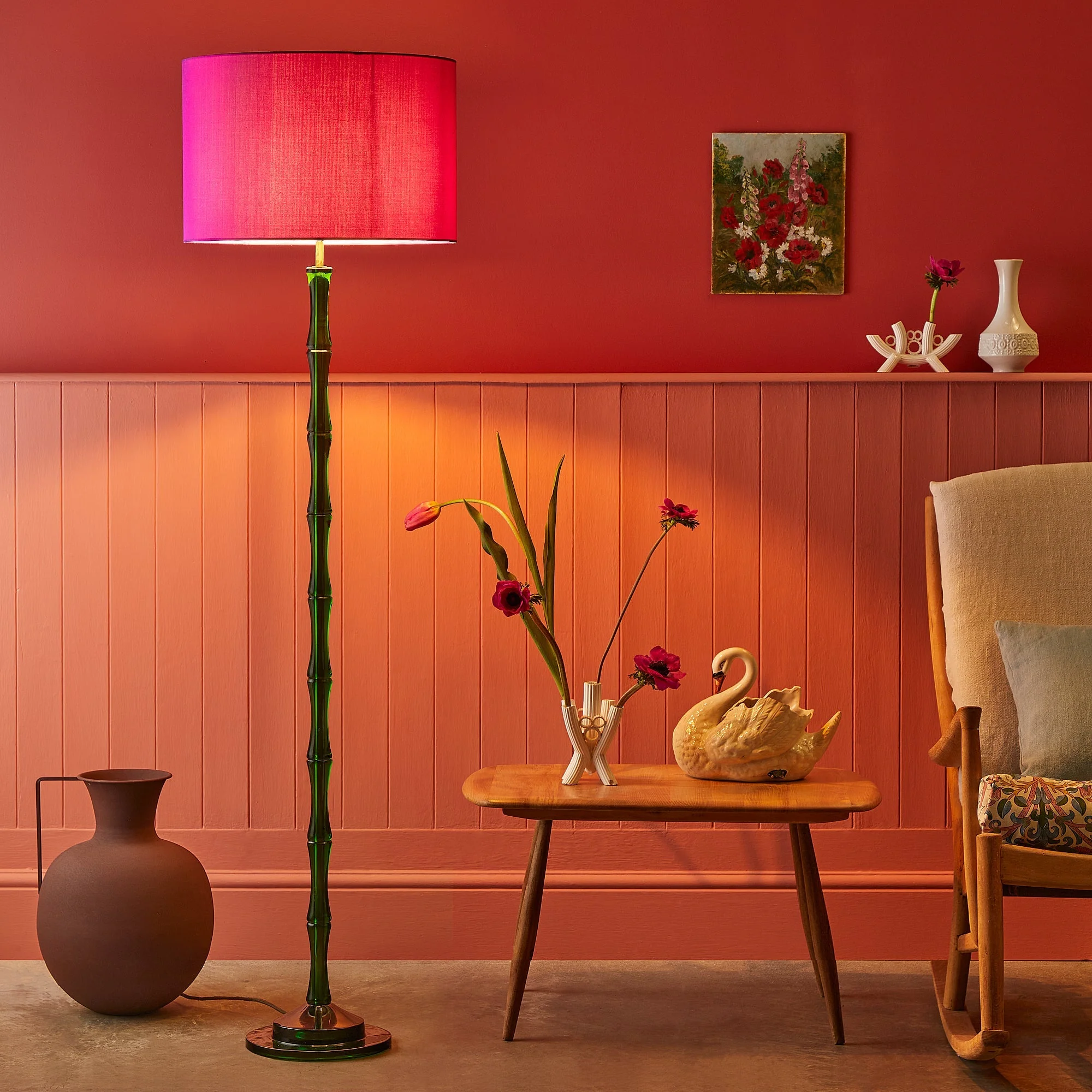 Bamboo floor lamp in green polished resin - Image 2
