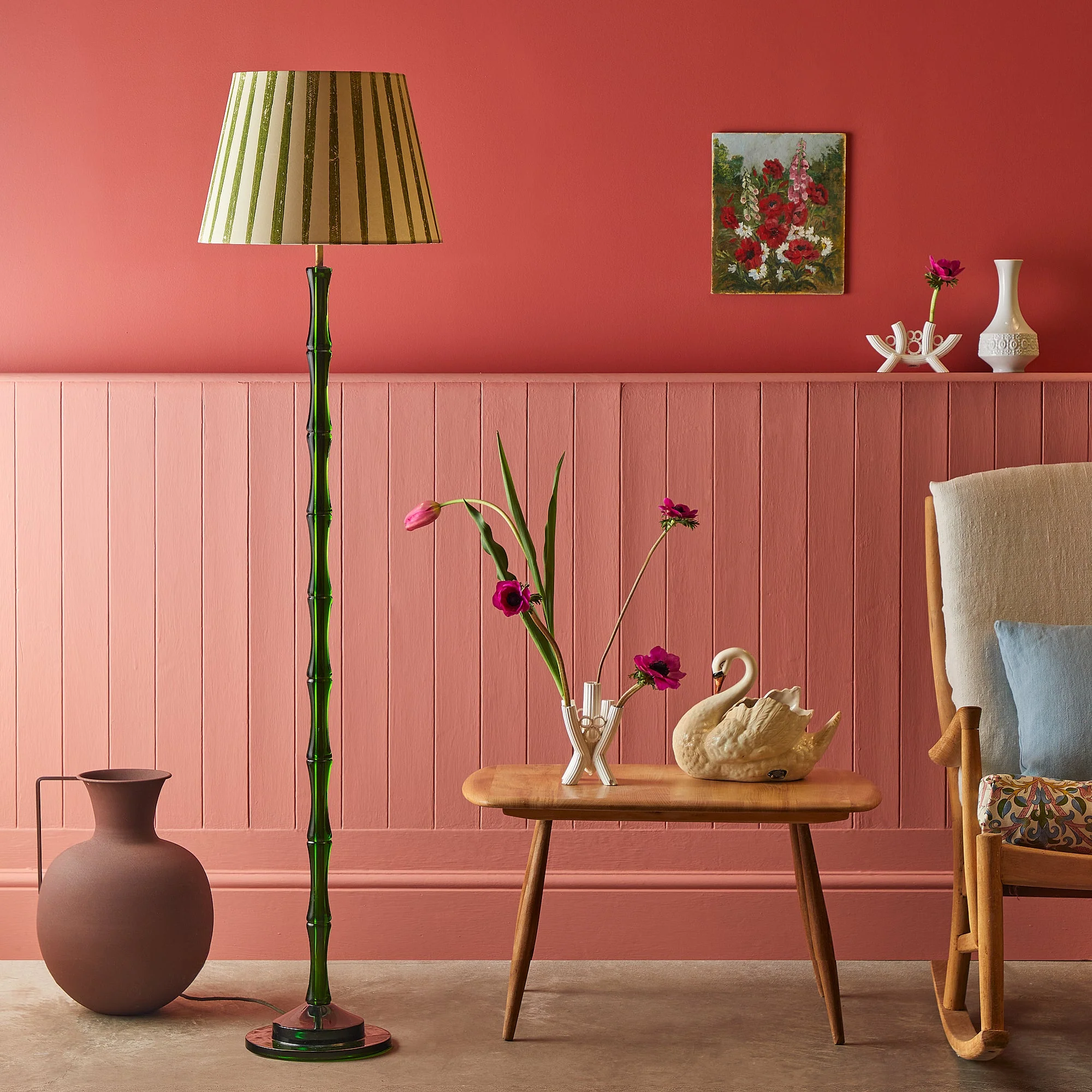 Bamboo floor lamp in green polished resin - Image 6