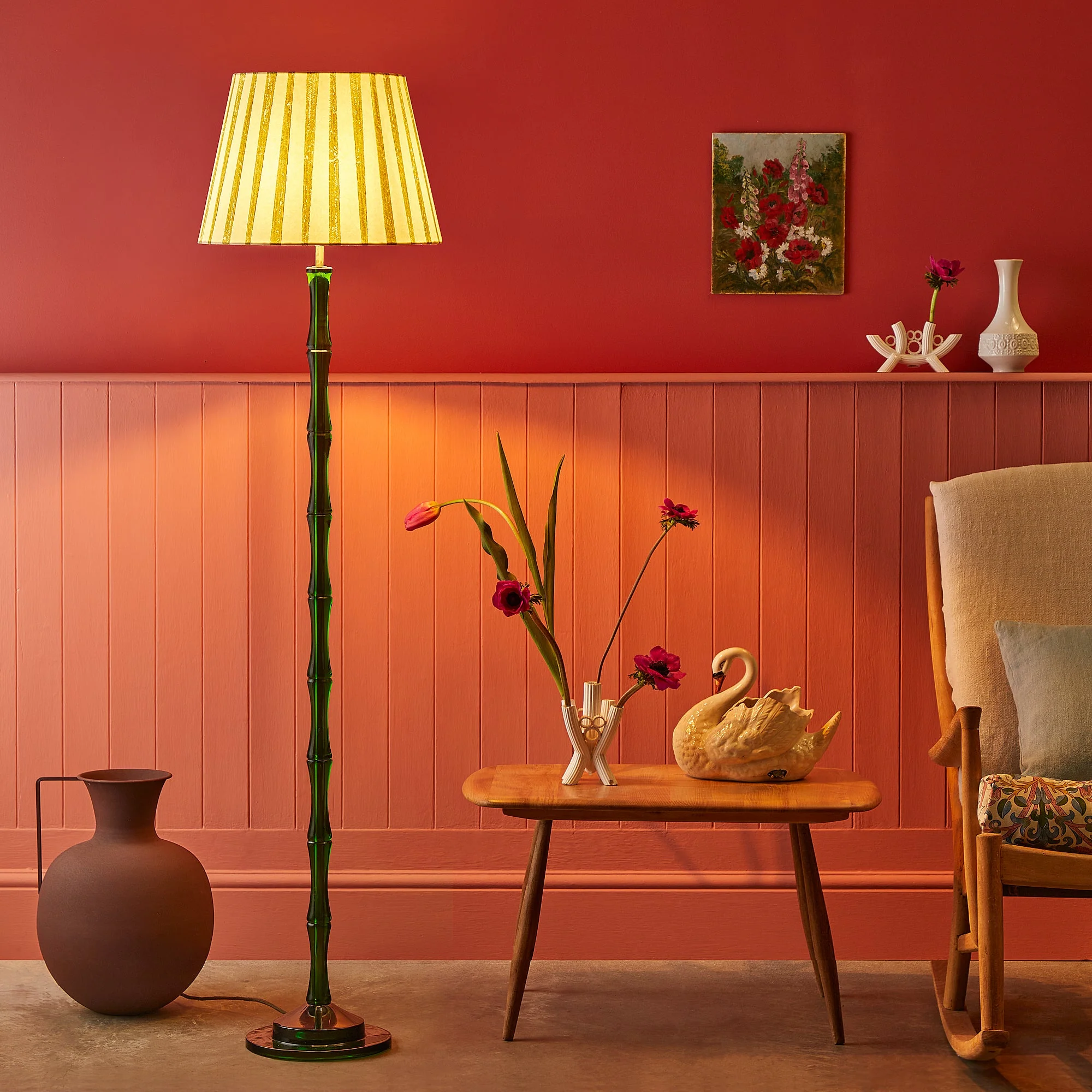 Bamboo floor lamp in green polished resin - Image 7