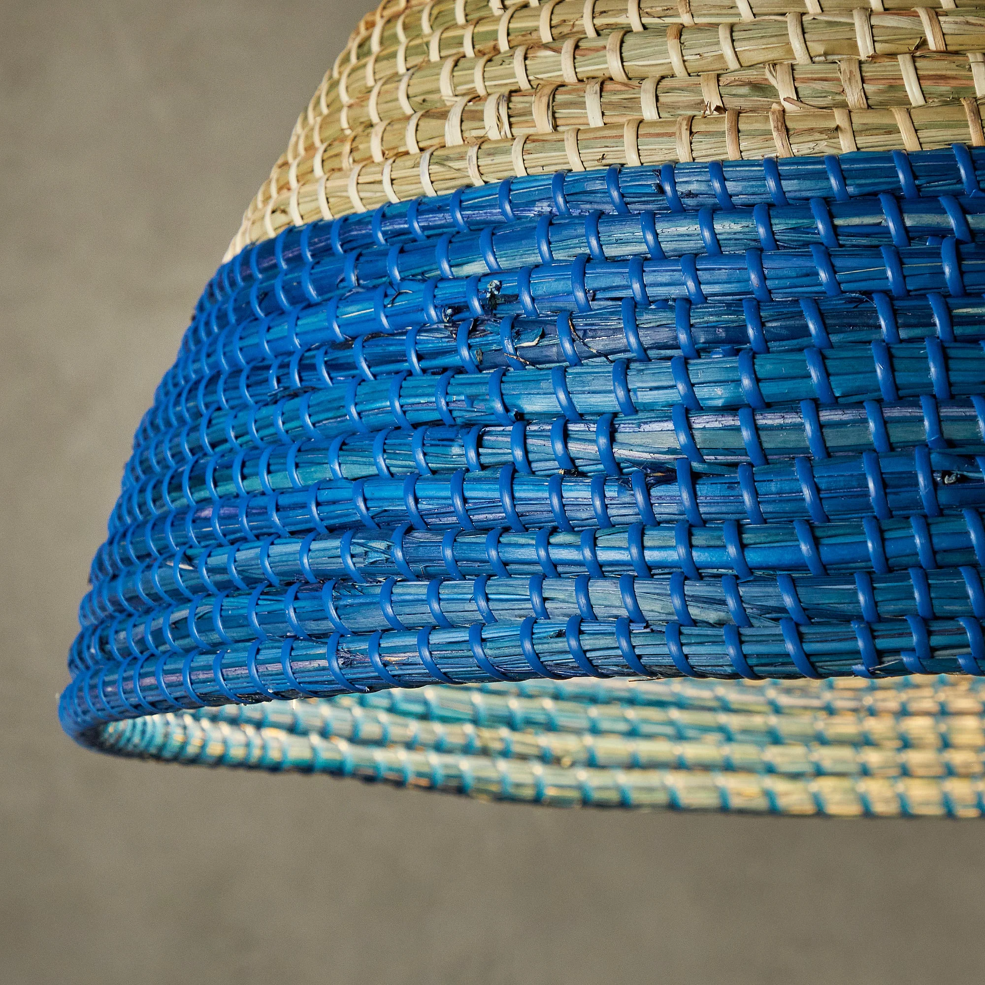 Barolo pendant shade in natural seagrass with turquoise stripe - Image 5