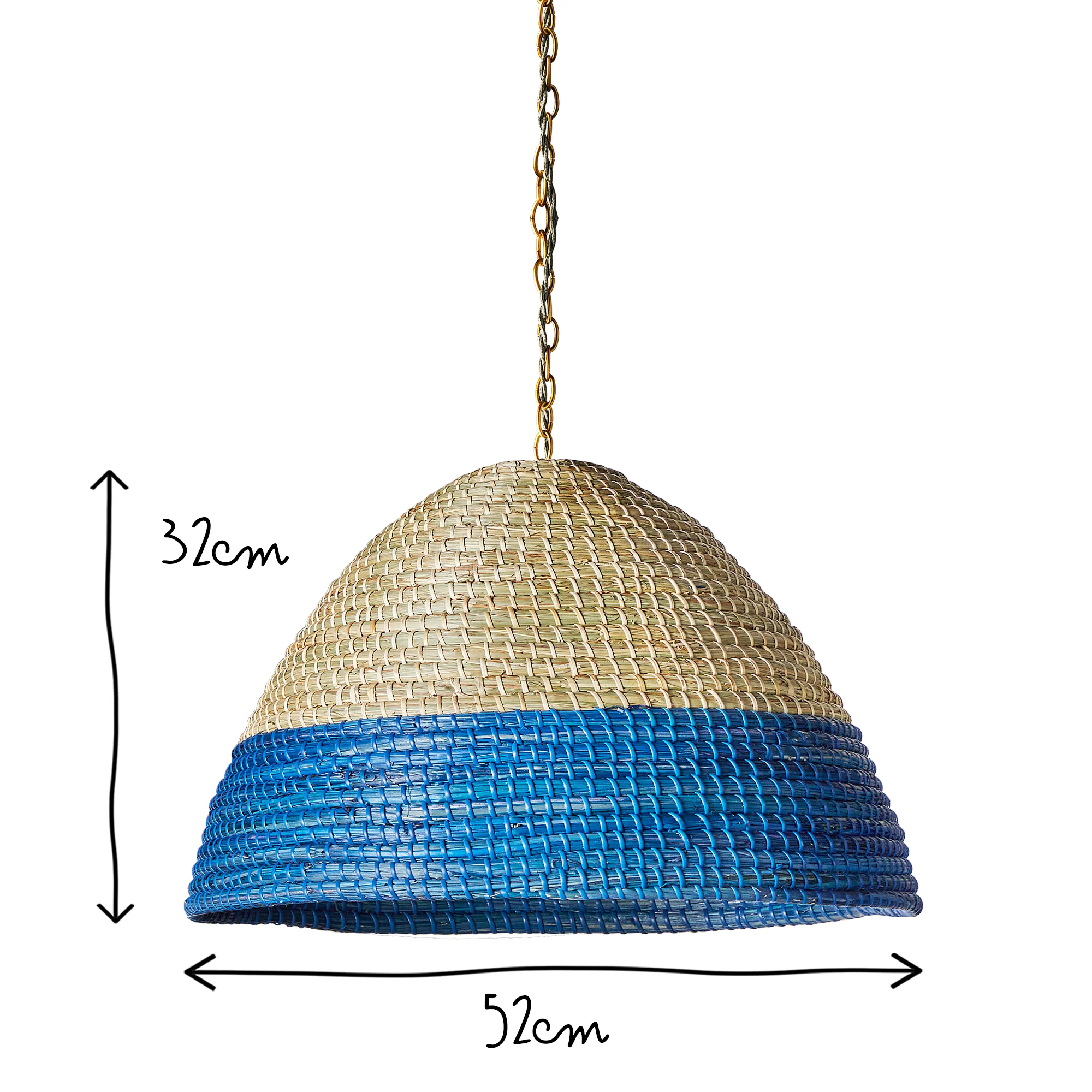Barolo pendant shade in natural seagrass with turquoise stripe - Image 6