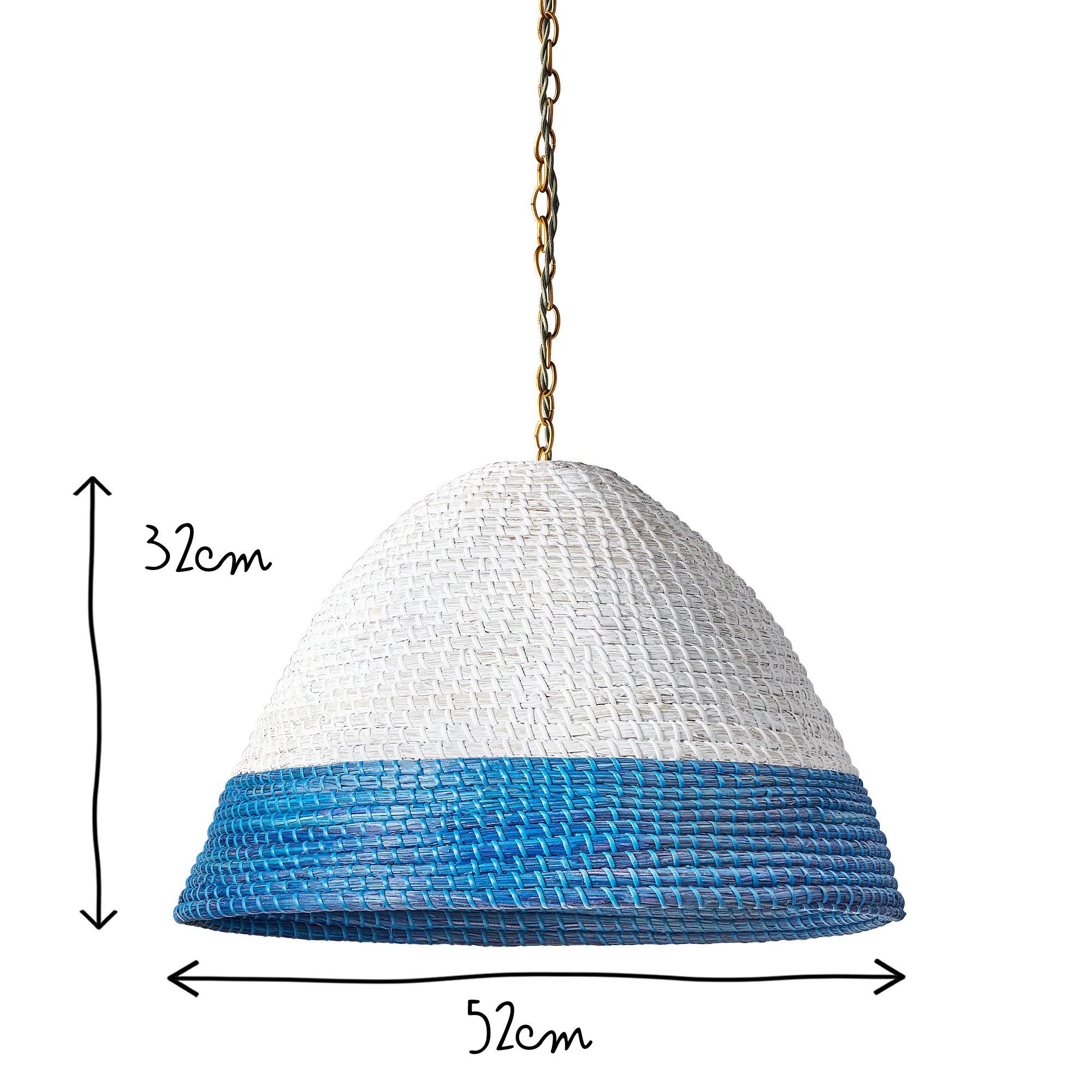 Barolo pendant shade in whitewashed seagrass with turquoise stripe - Image 6