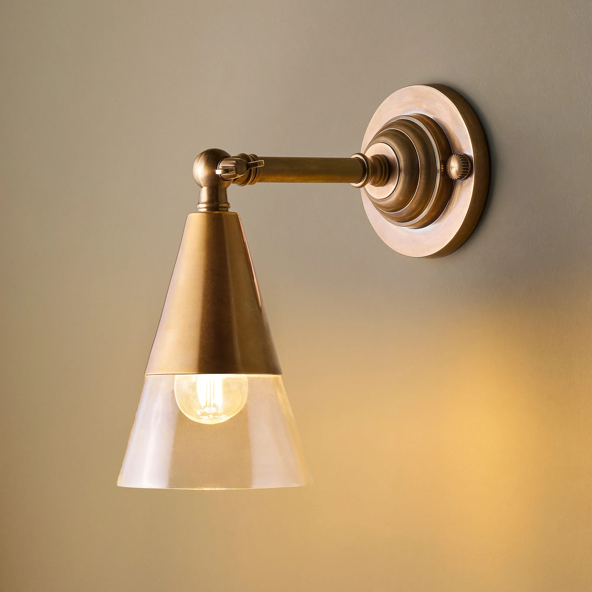 Belfry Wall Light in glass and antique brass - Image 2