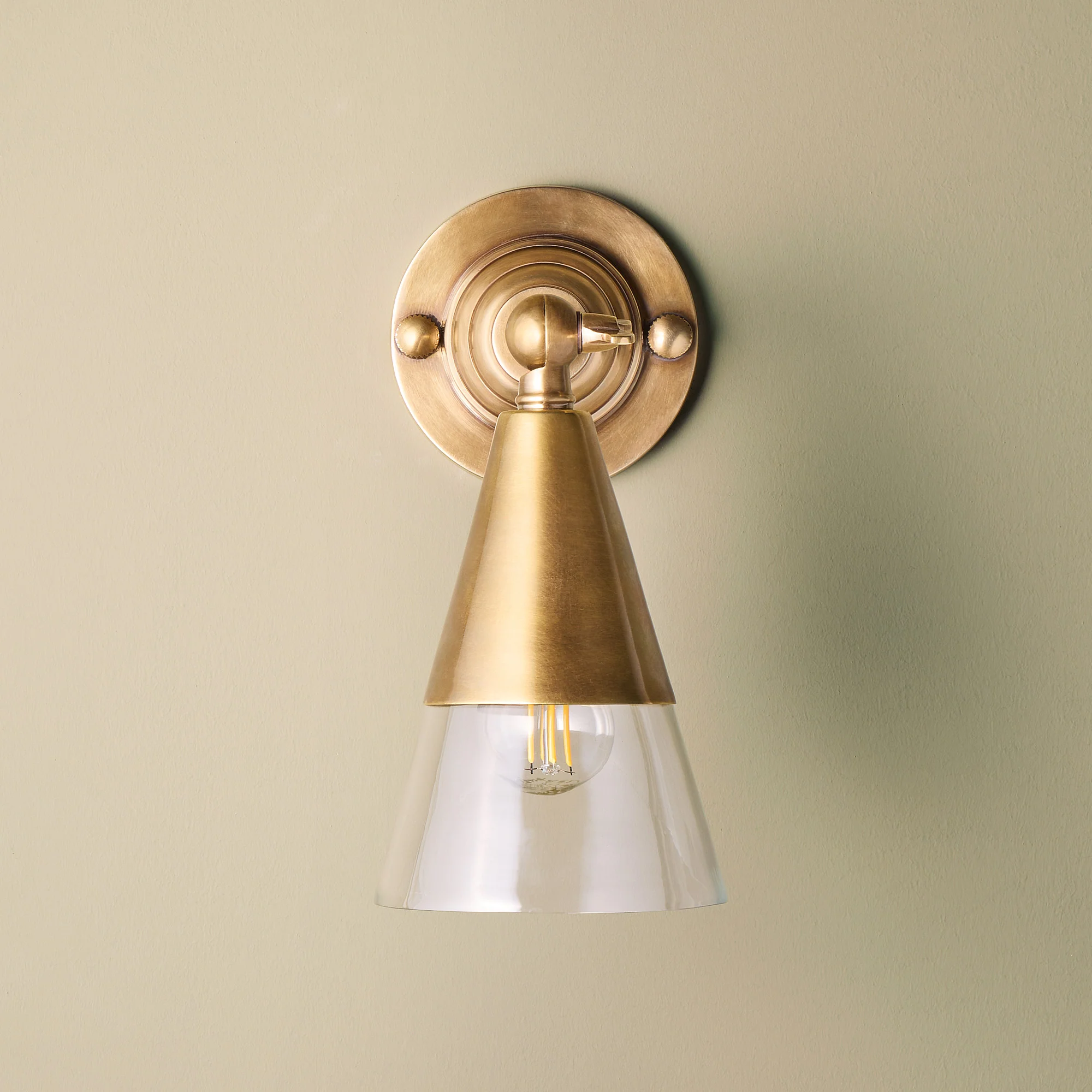 Belfry Wall Light in glass and antique brass - Image 6