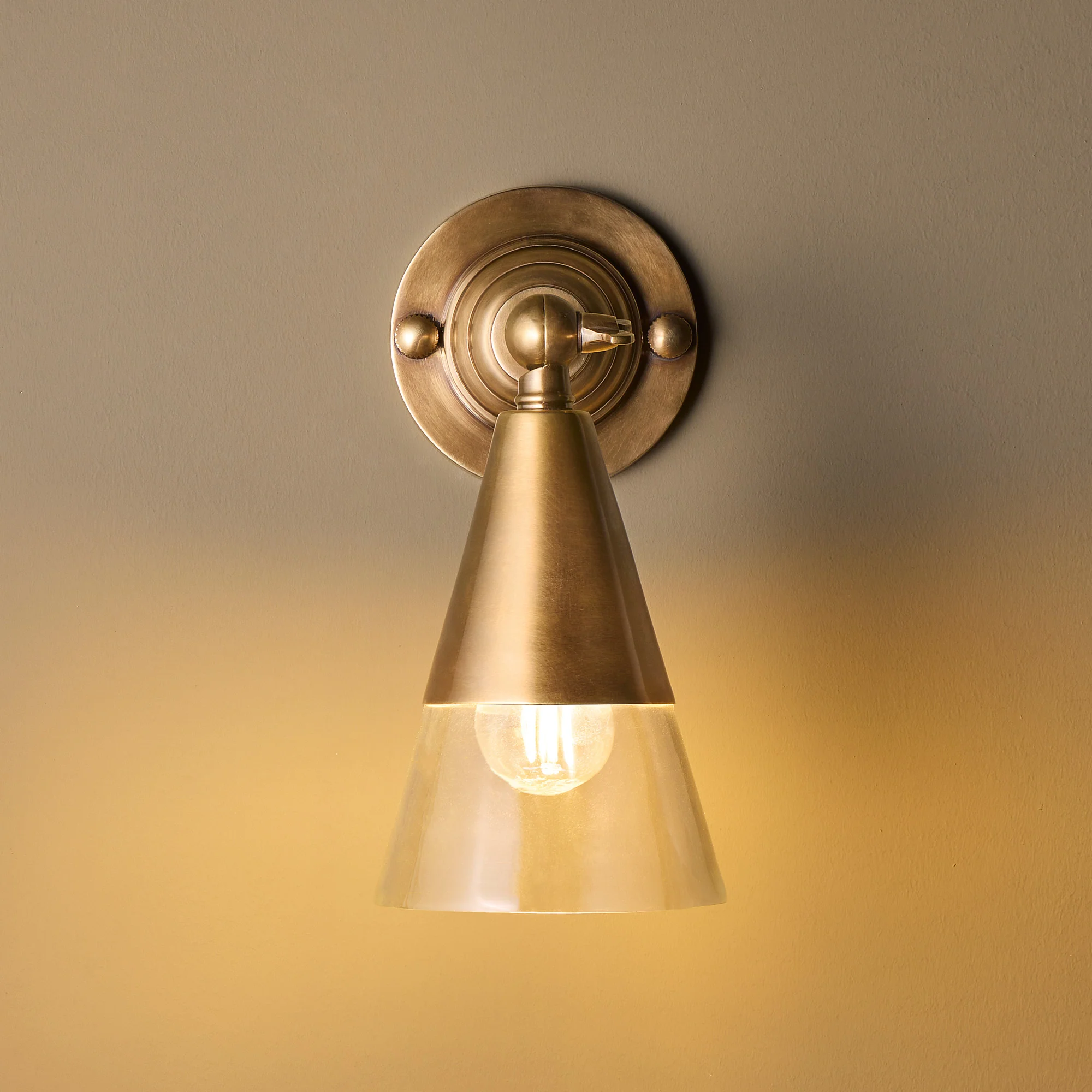 Belfry Wall Light in glass and antique brass - Image 7