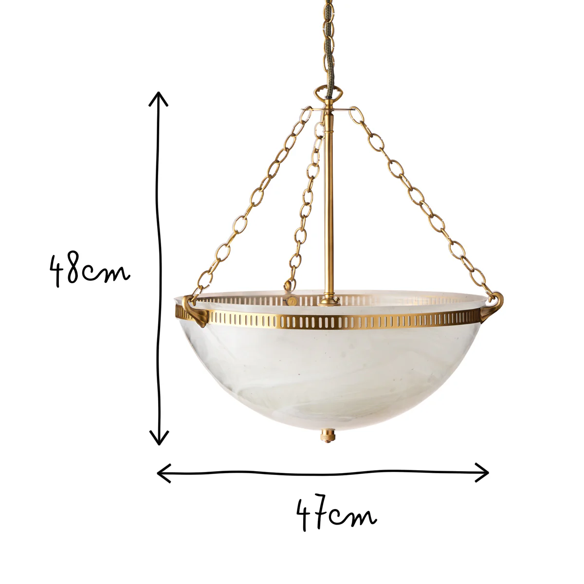 Bertie swirled opaline glass pendant with brass fittings - Image 10