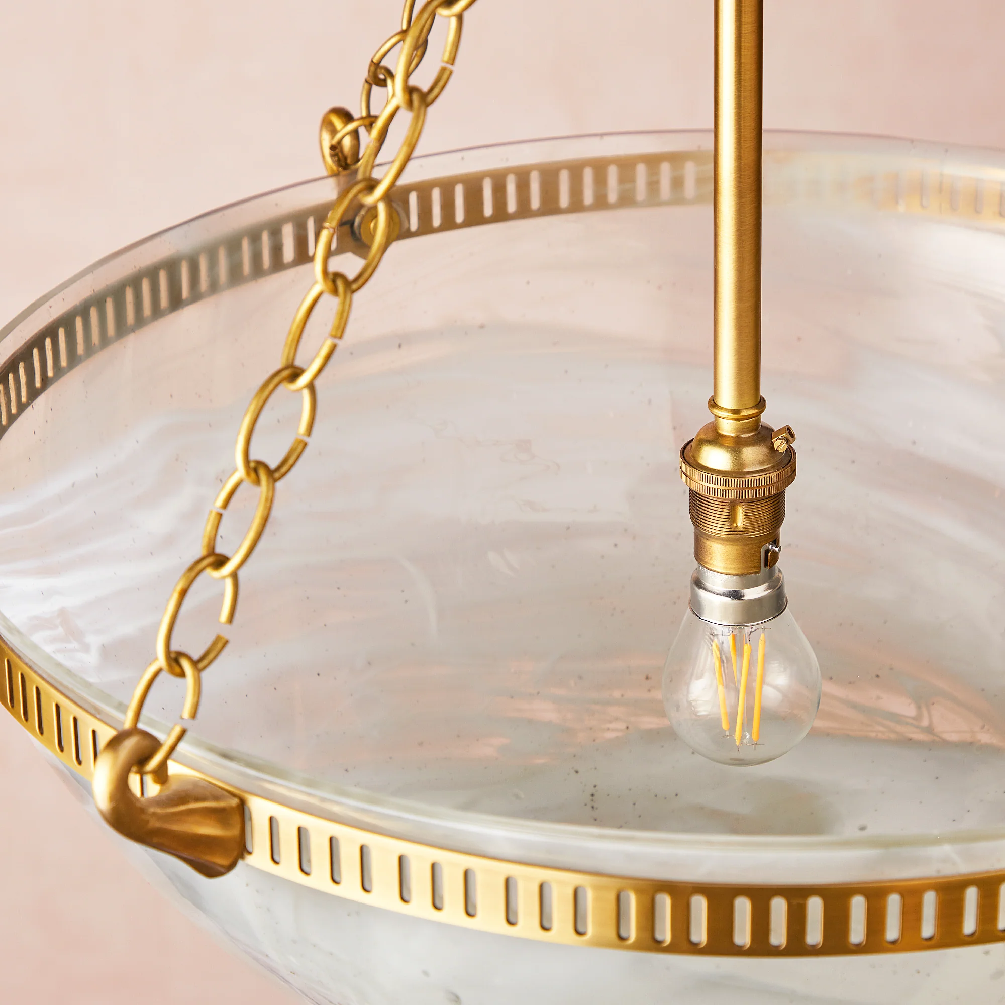 Bertie swirled opaline glass pendant with brass fittings - Image 5