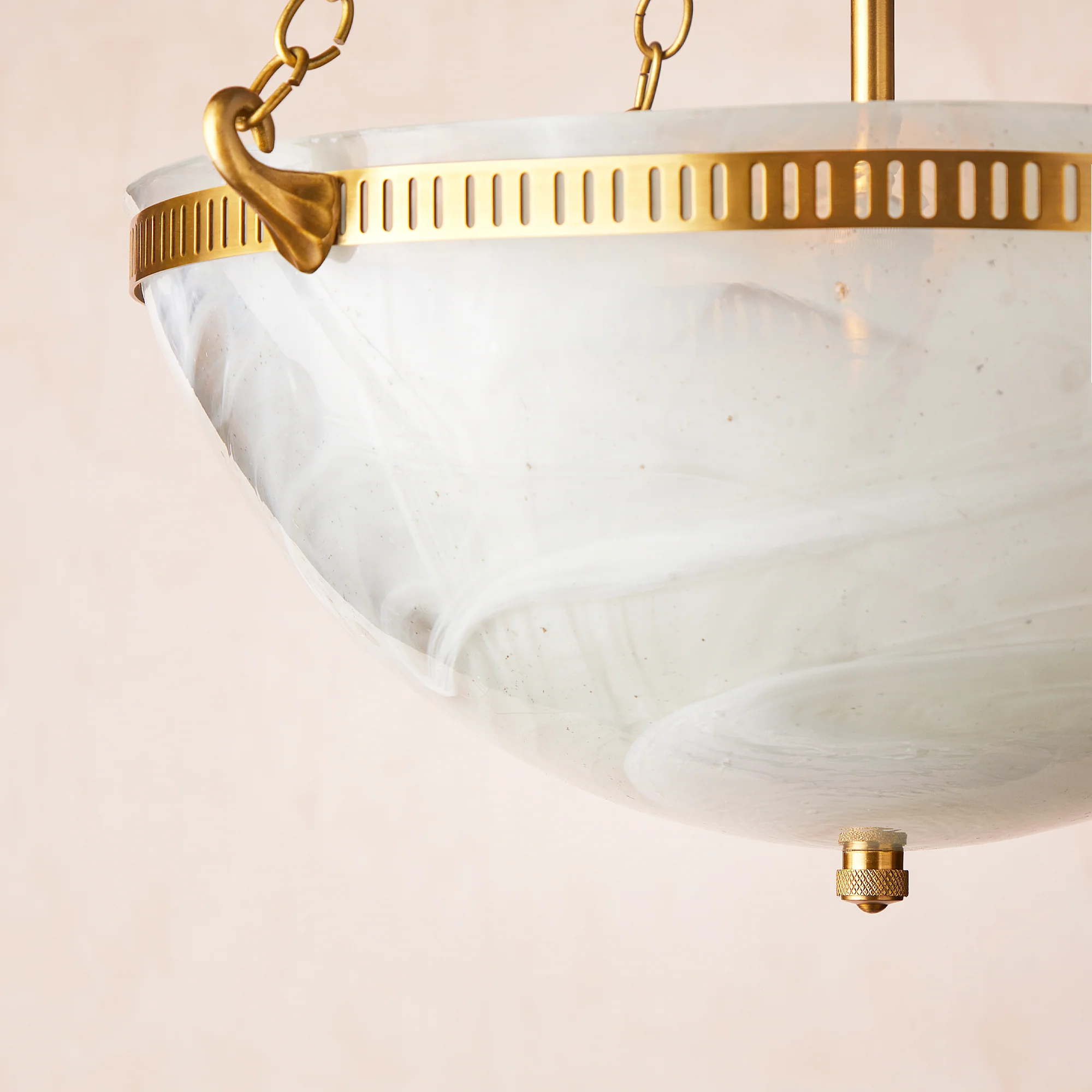 Bertie swirled opaline glass pendant with brass fittings - Image 6