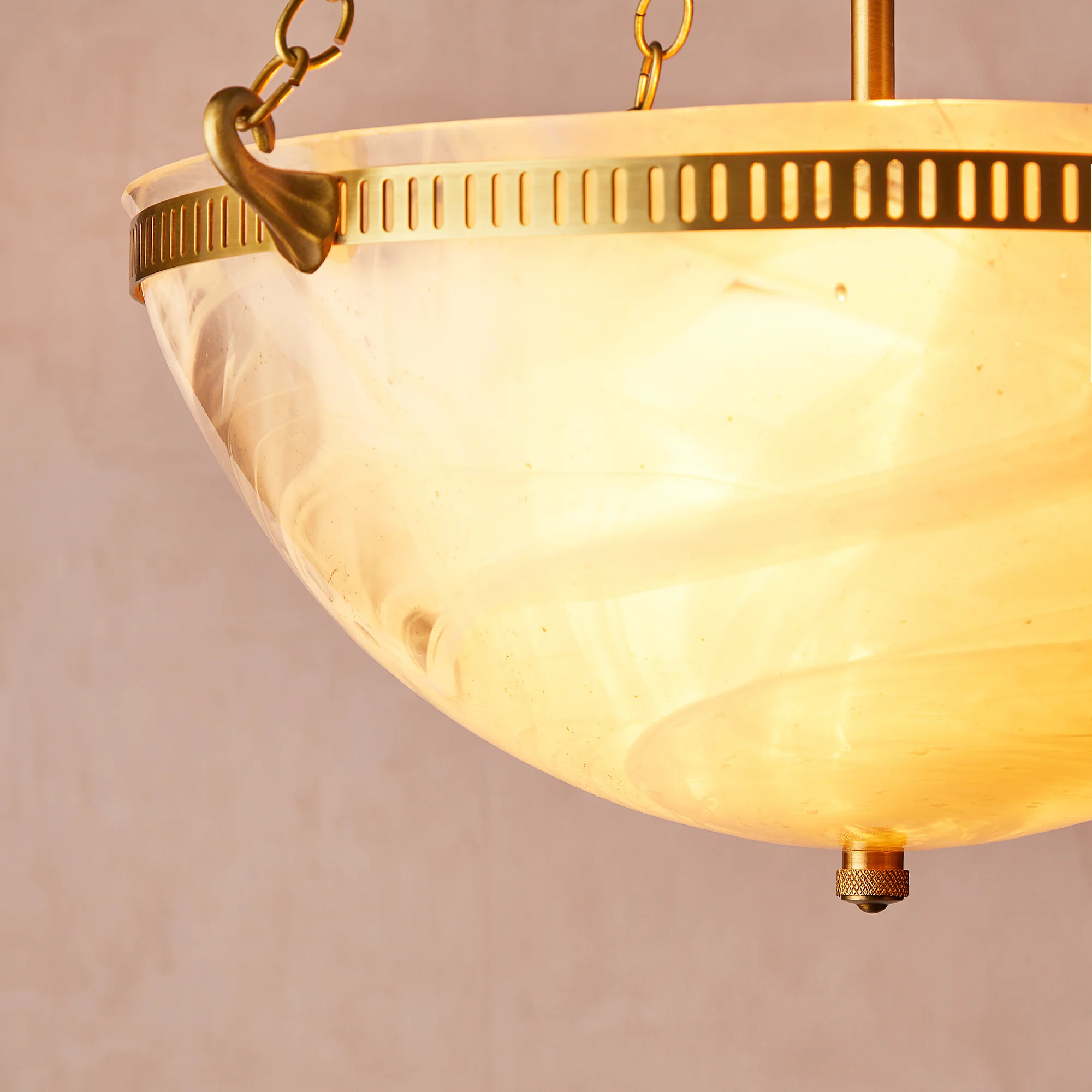 Bertie swirled opaline glass pendant with brass fittings - Image 7