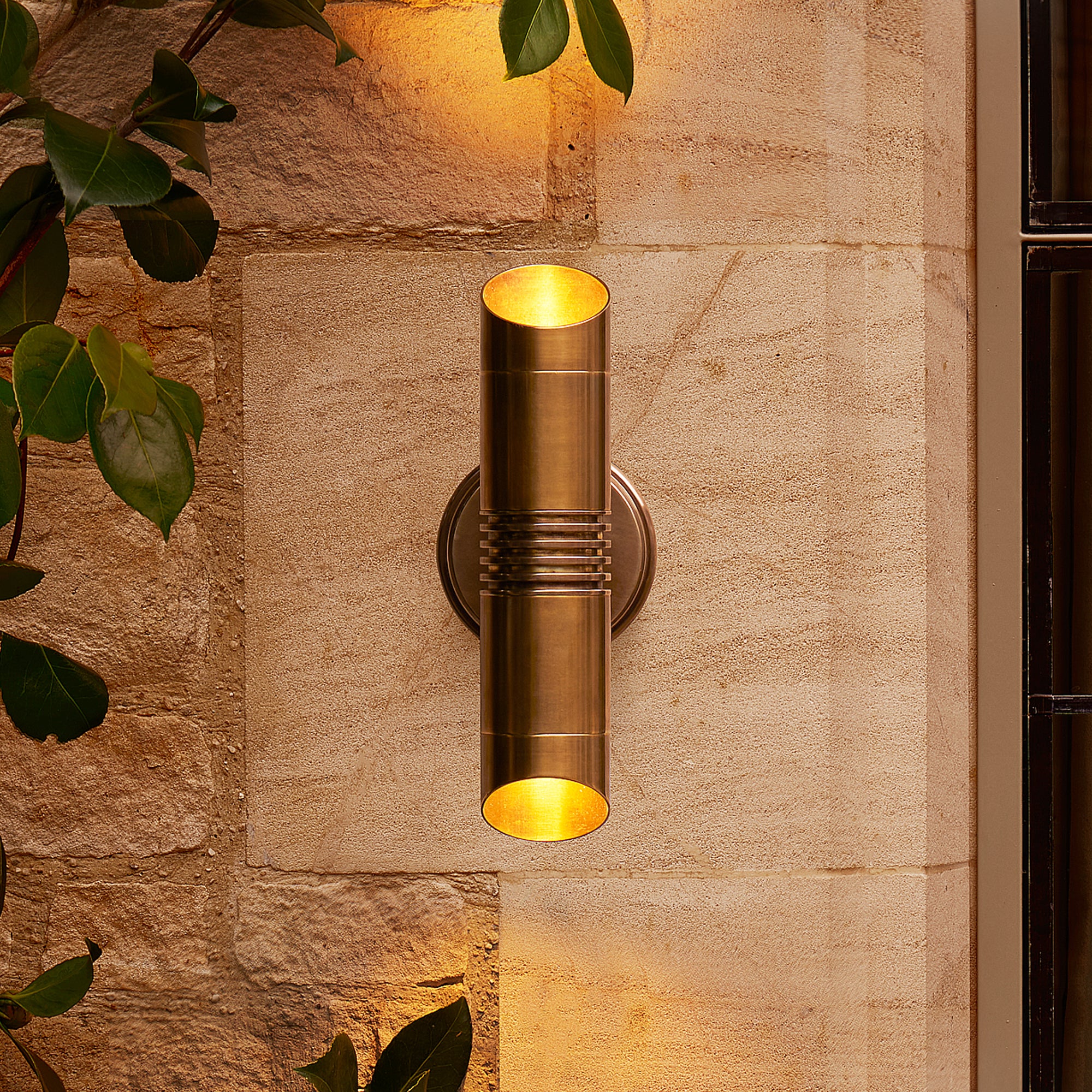 Blythe IP54 up and down wall light in aged brass - Image 2