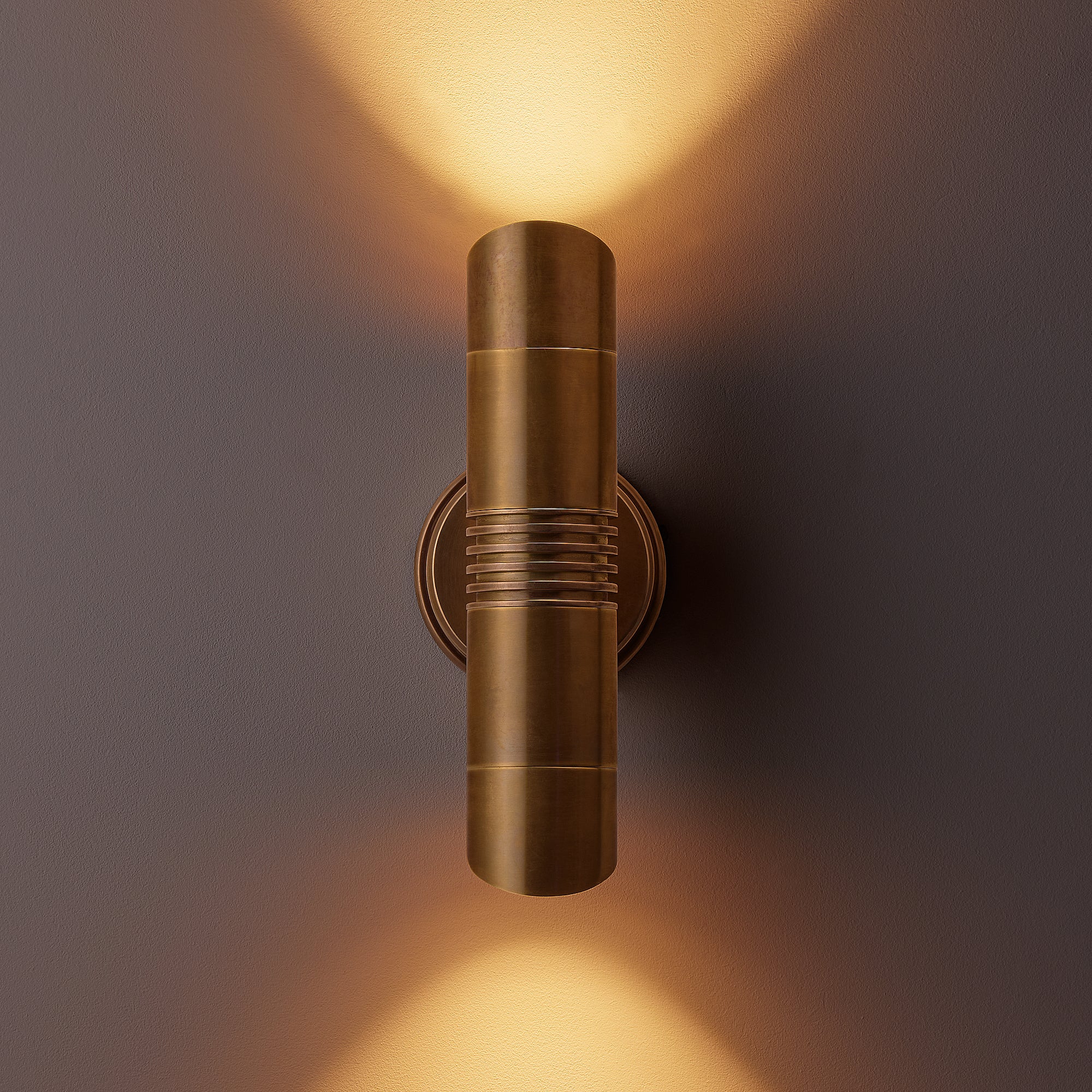 Blythe IP54 up and down wall light in aged brass - Image 9