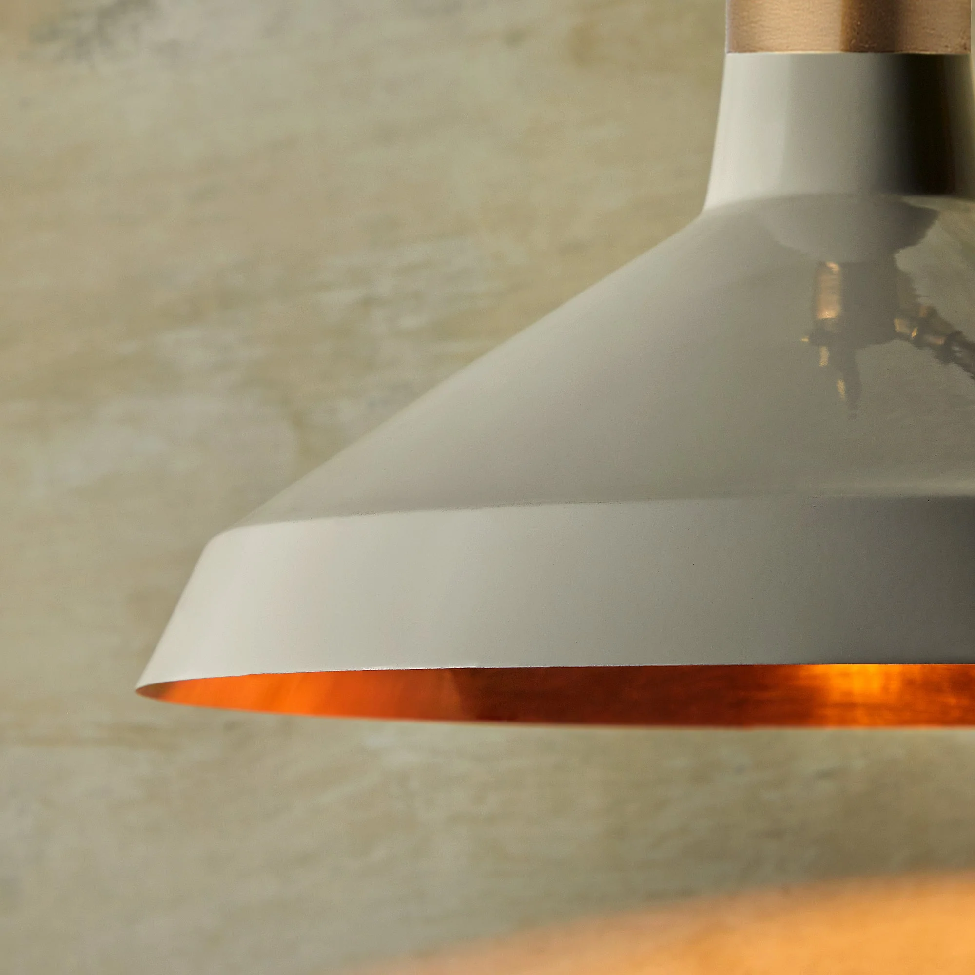 Camille shade in stone with copper interior - Image 4