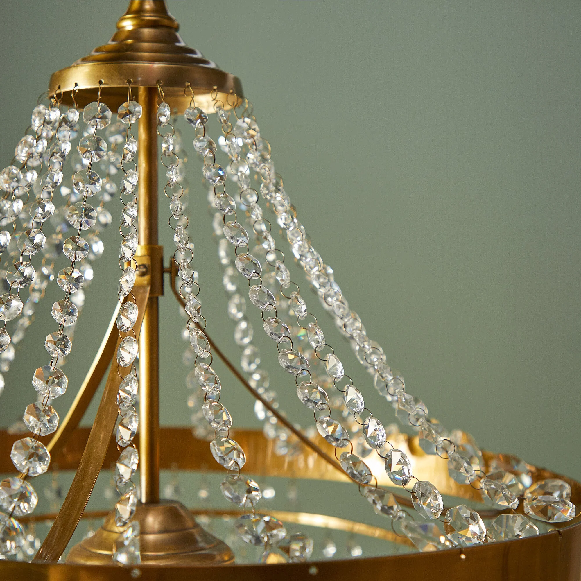 Capulet Chandelier in brass with clear blown glass droplets - Image 10