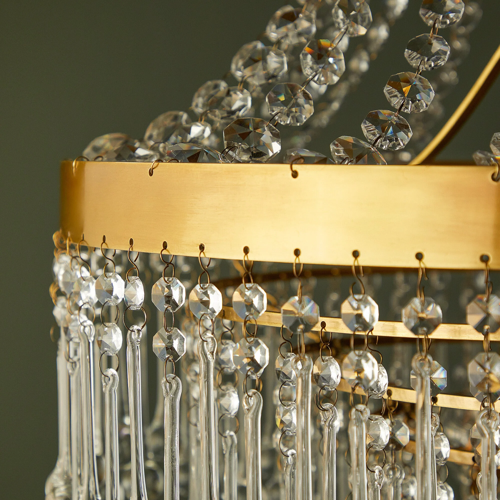 Capulet Chandelier in brass with clear blown glass droplets - Image 4