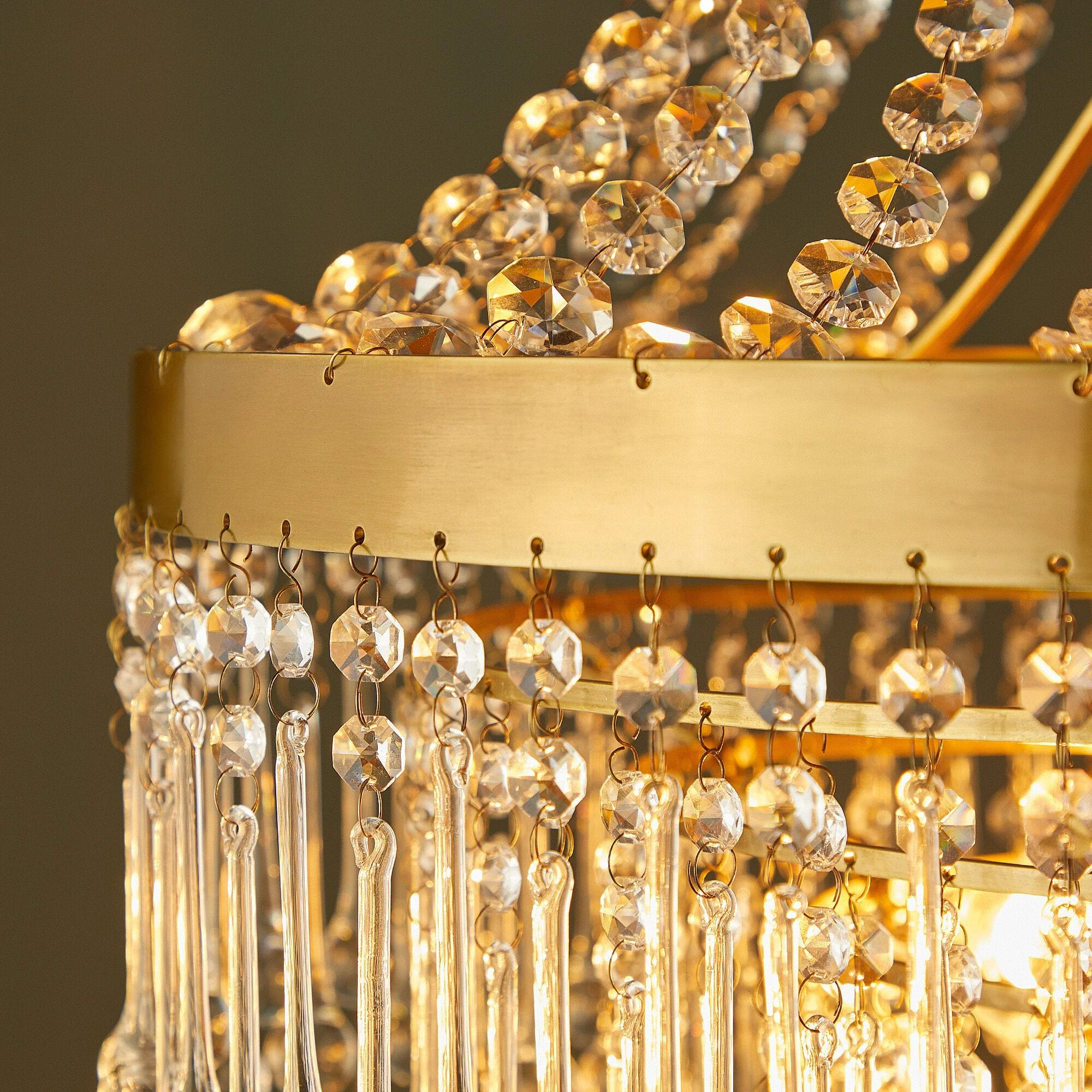 Capulet Chandelier in brass with clear blown glass droplets - Image 8