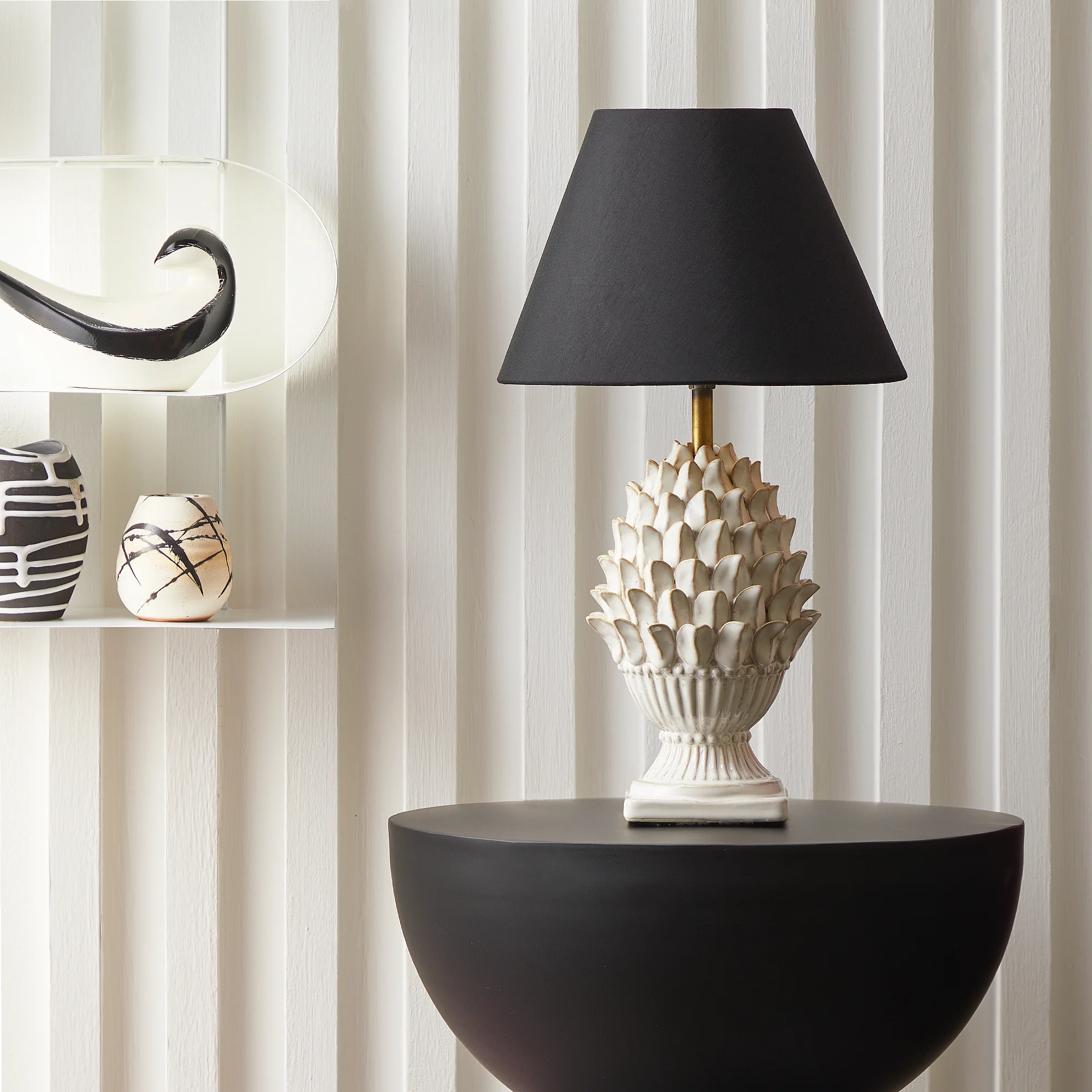 Smaller Charles table lamp in stone - Image 6