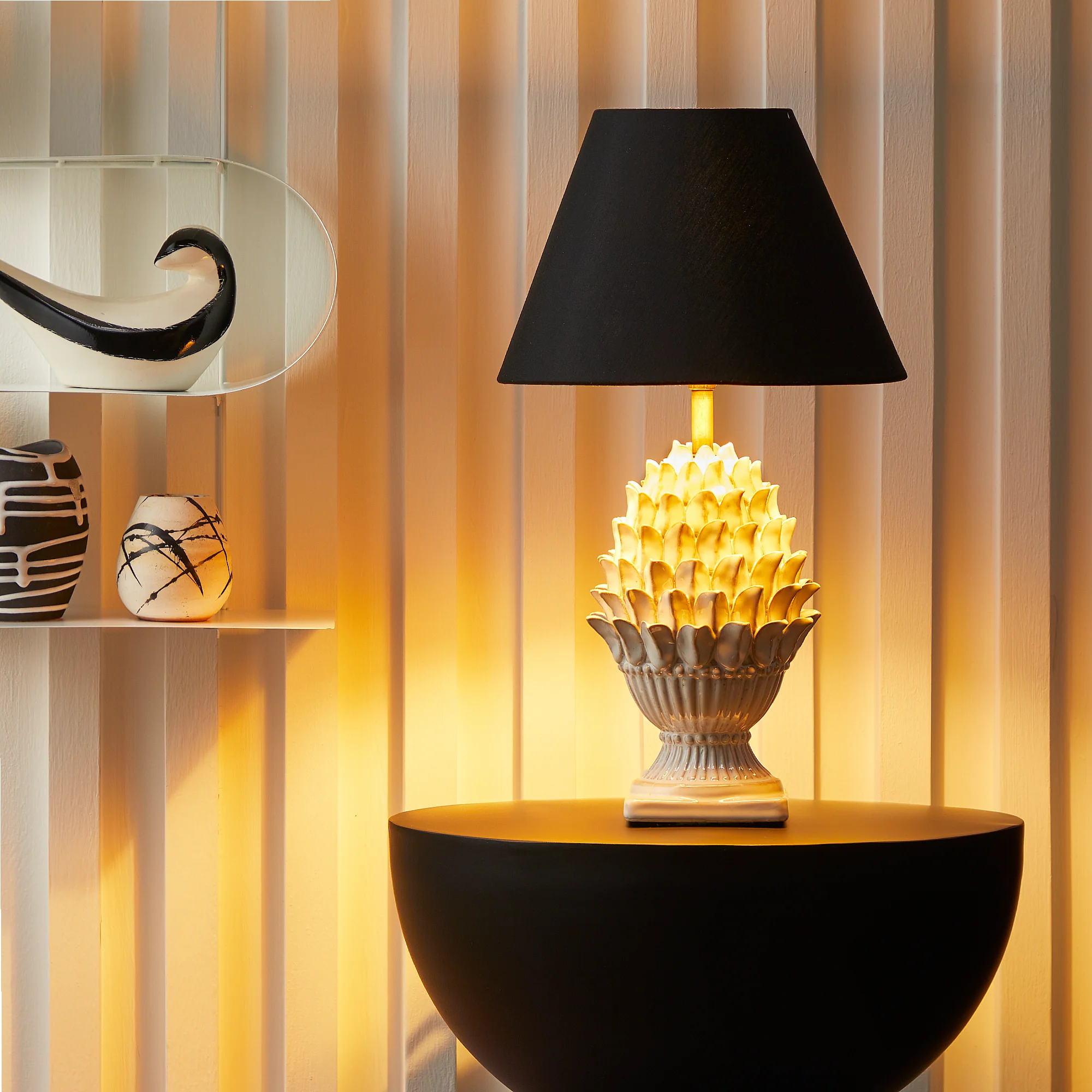Smaller Charles table lamp in stone - Image 7