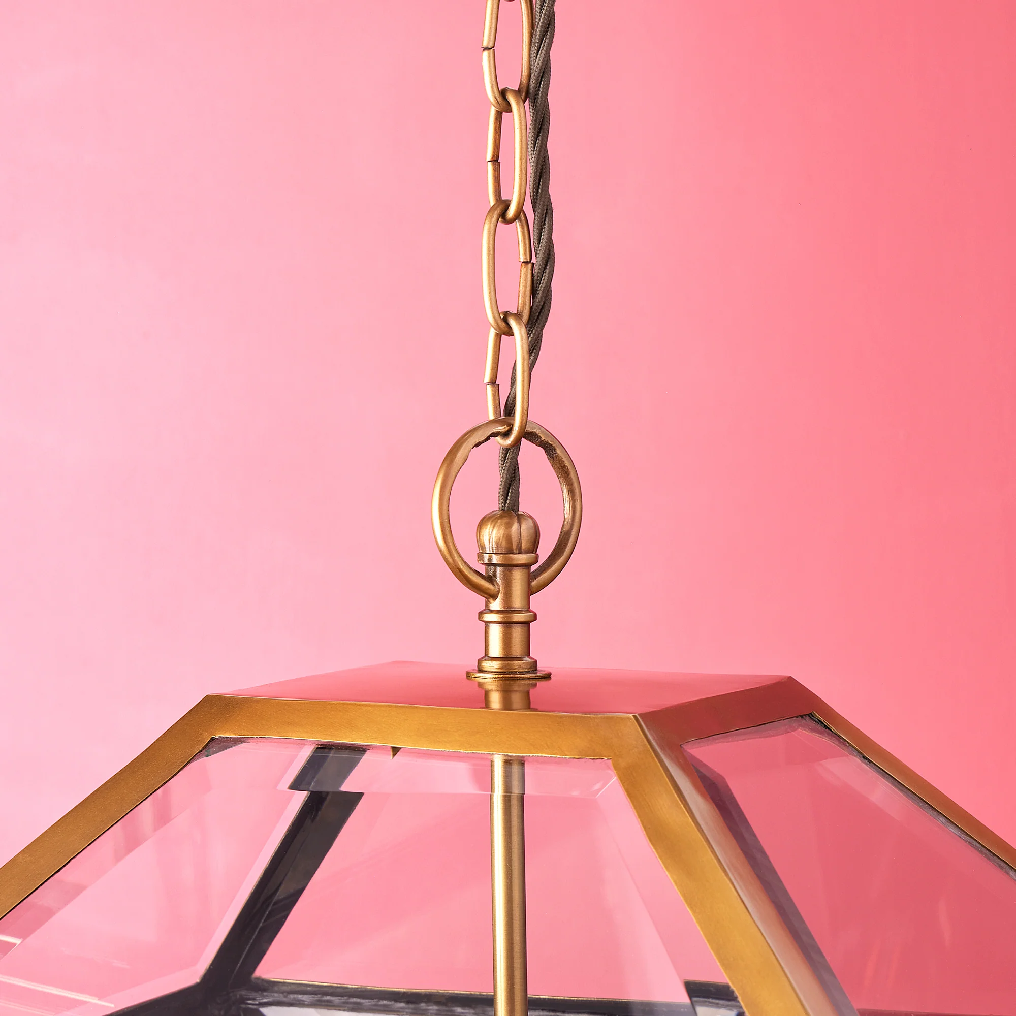 Chequers lantern in brass and clear glass - Image 3