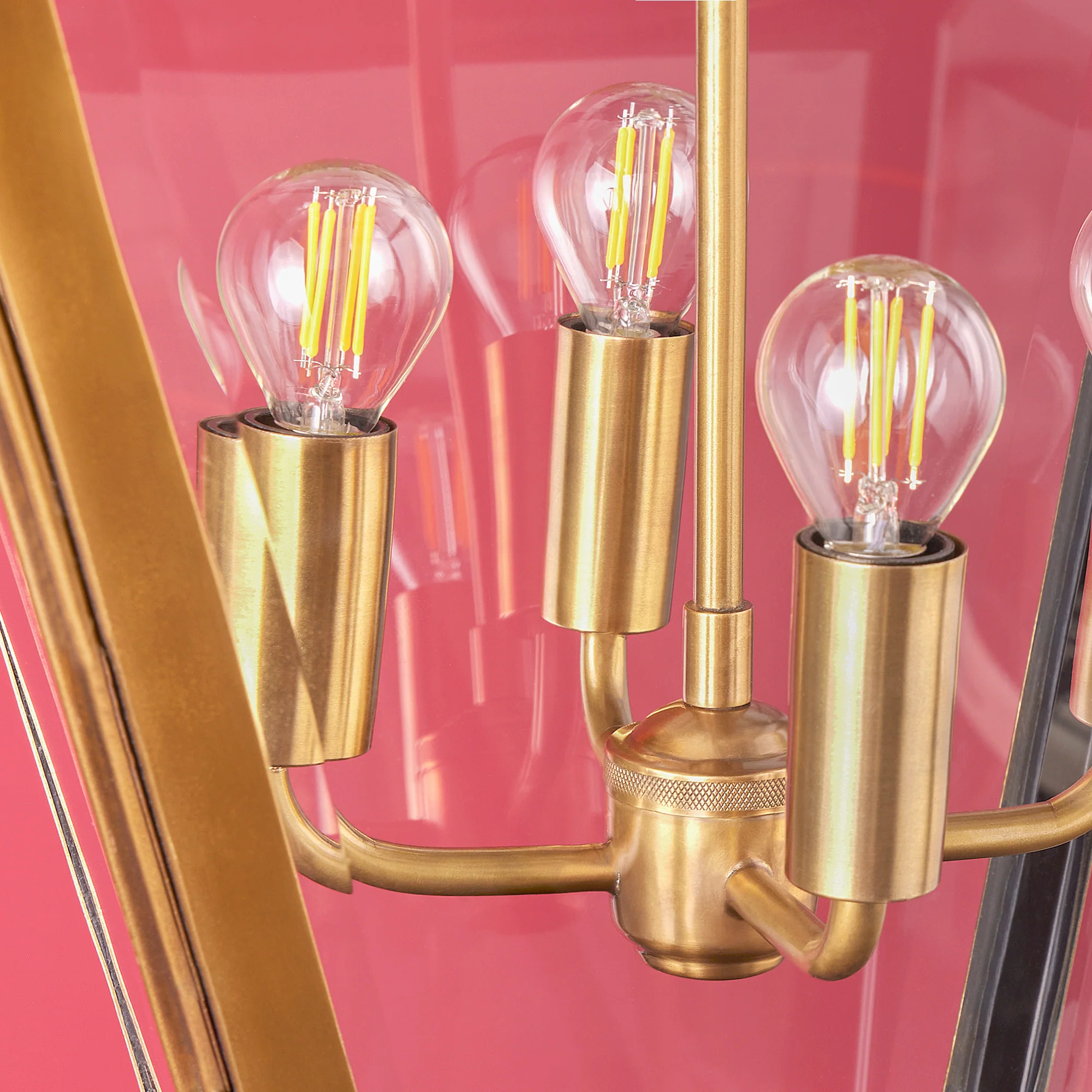 Chequers lantern in brass and clear glass - Image 5