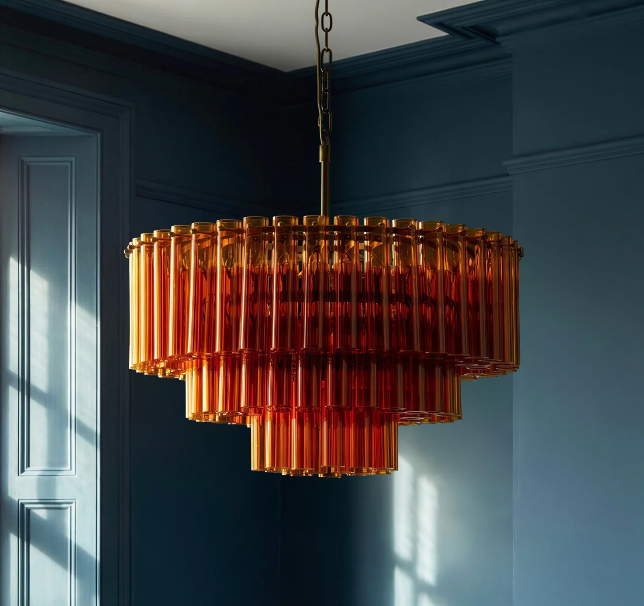 Chiara Chandelier in Amber Glass