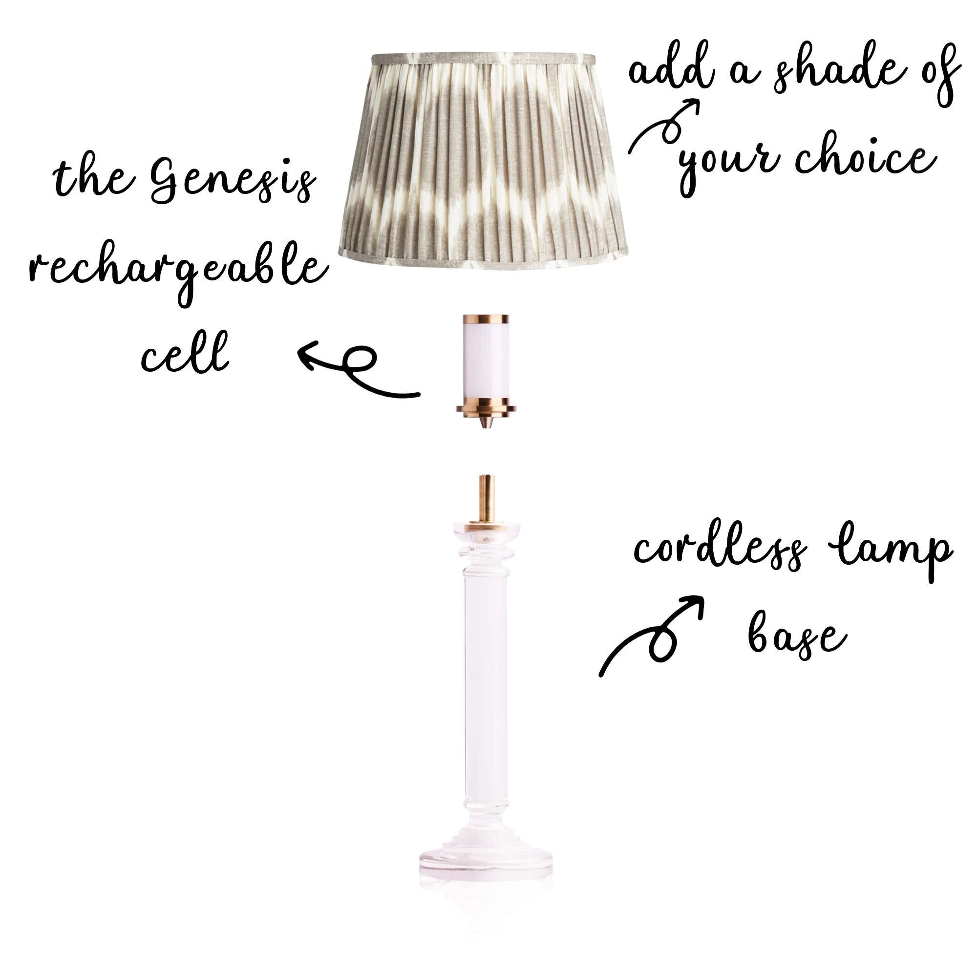 Clarence rechargeable table lamp in clear glass - Image 3