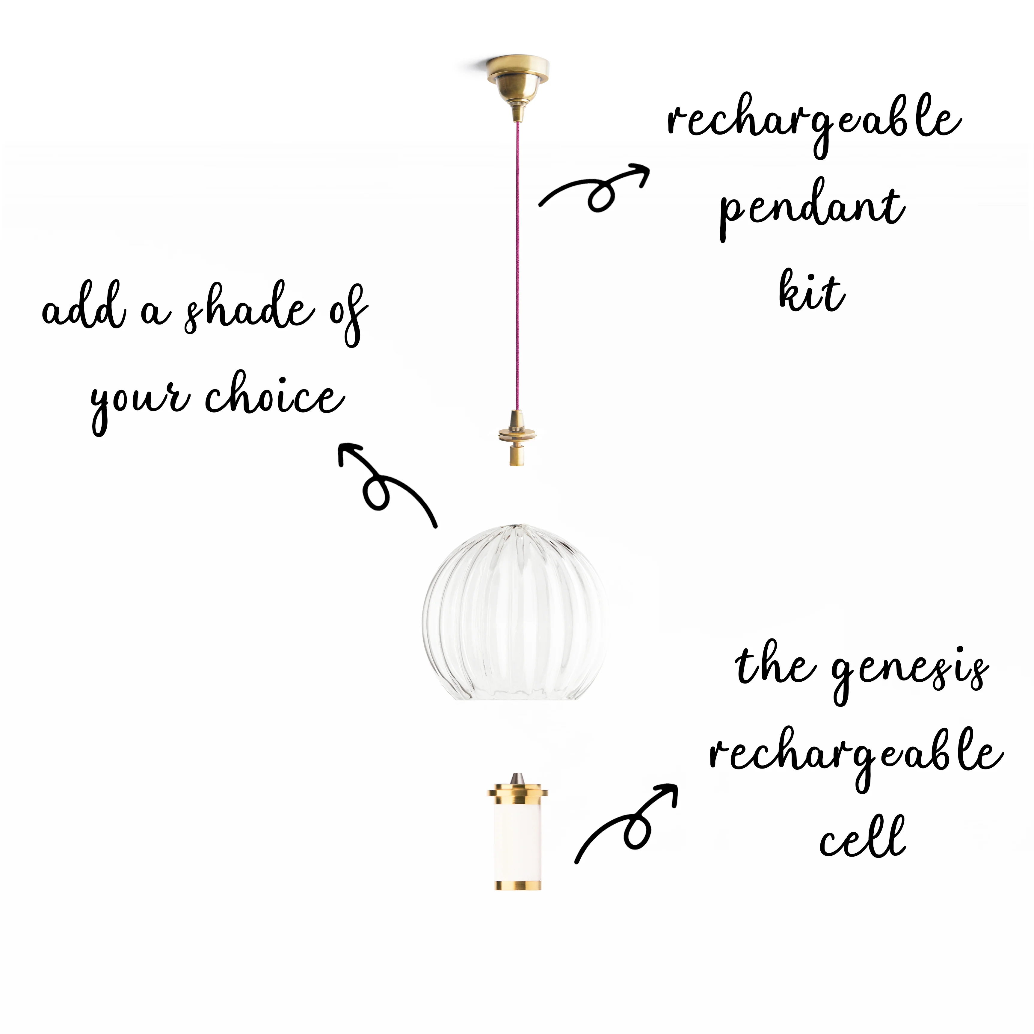 Classic rechargeable pendant kit in antique brass - Image 4