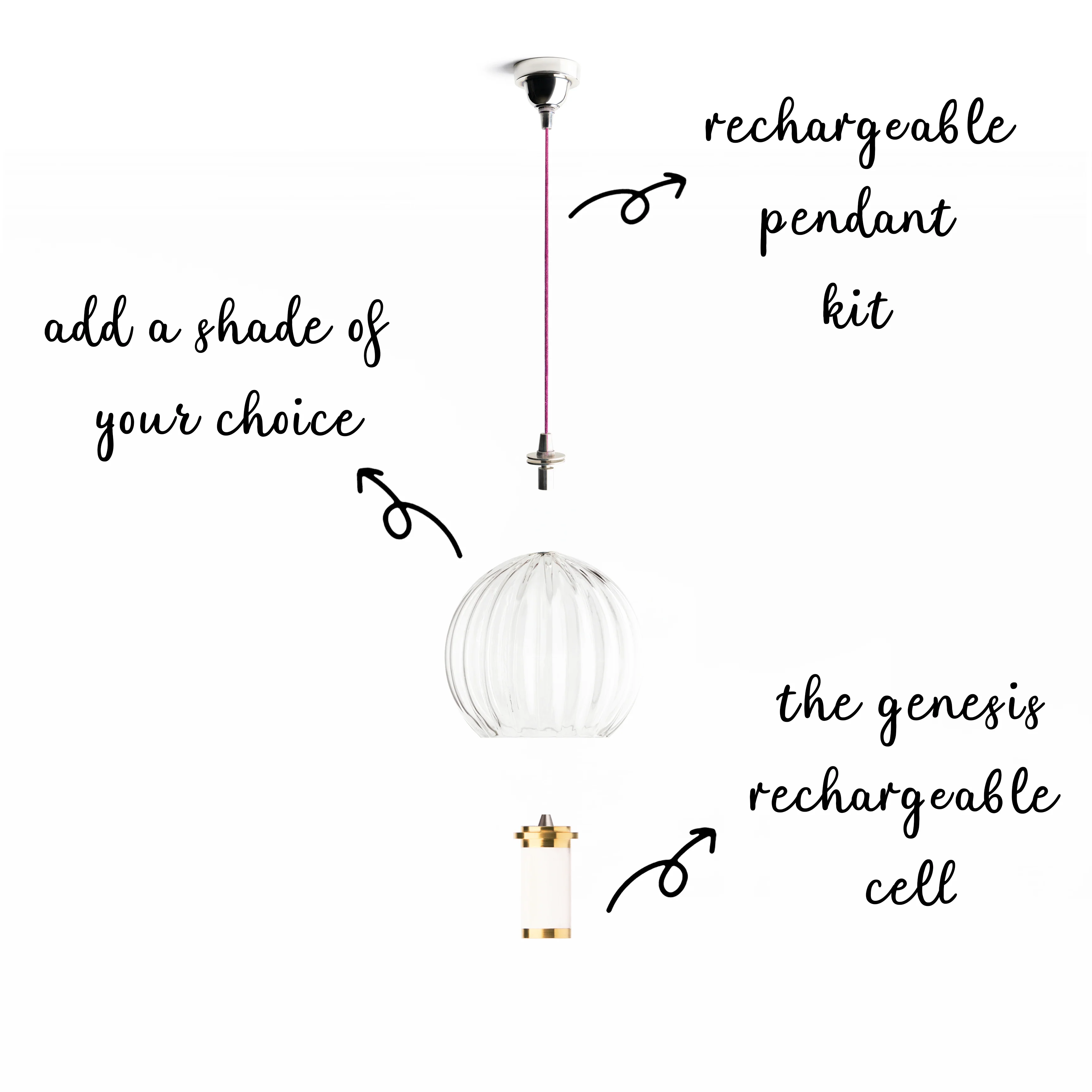 Classic rechargeable pendant kit in antique silver - Image 4