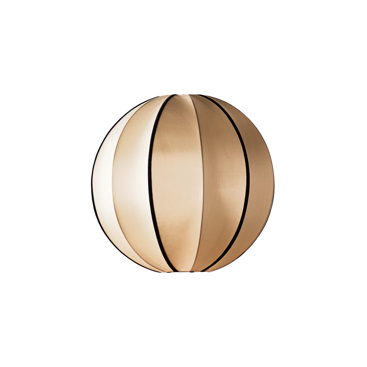 Classic round space pendant shade in taupe silk with black tape