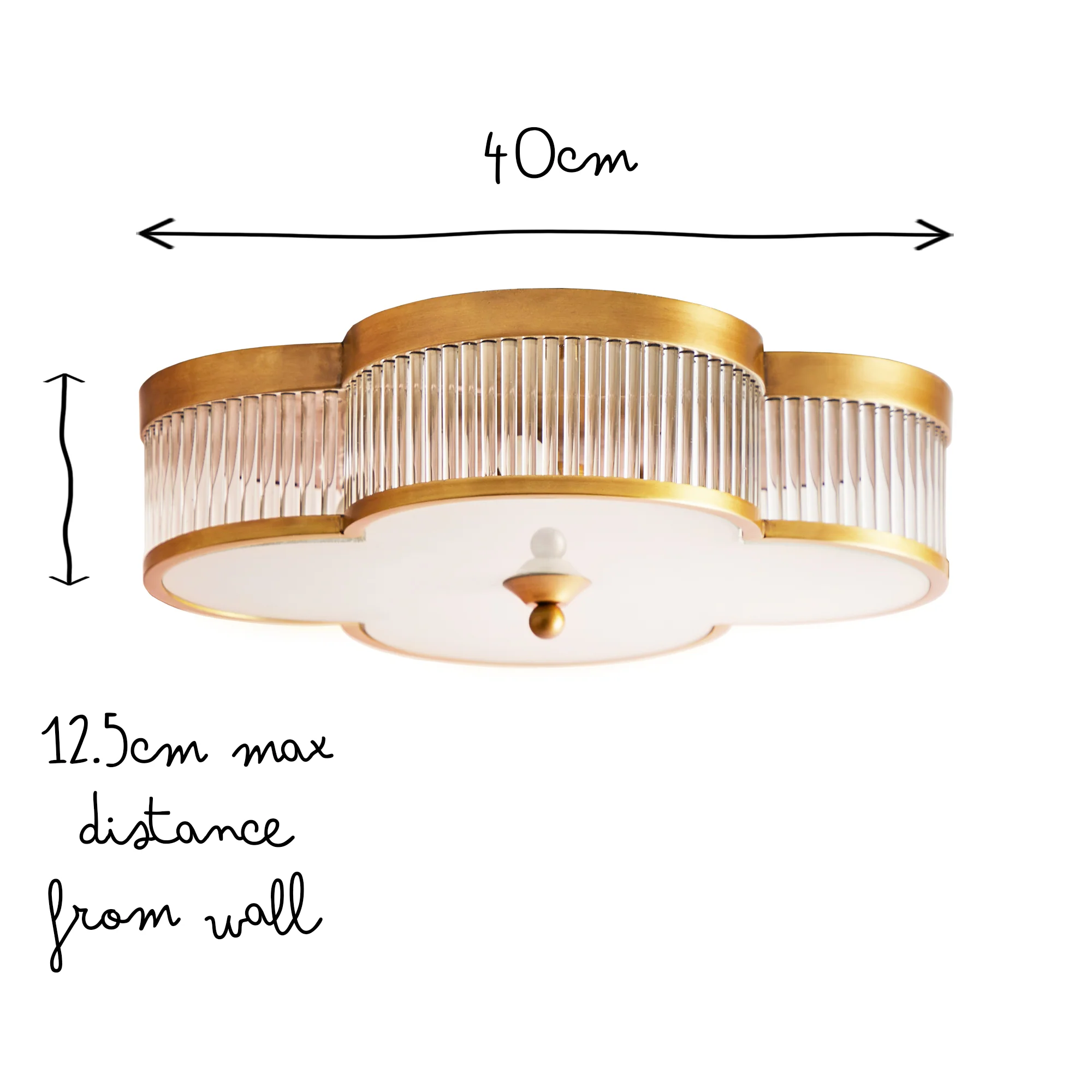 Clover flush ceiling fitting in brass with glass rods - Image 14