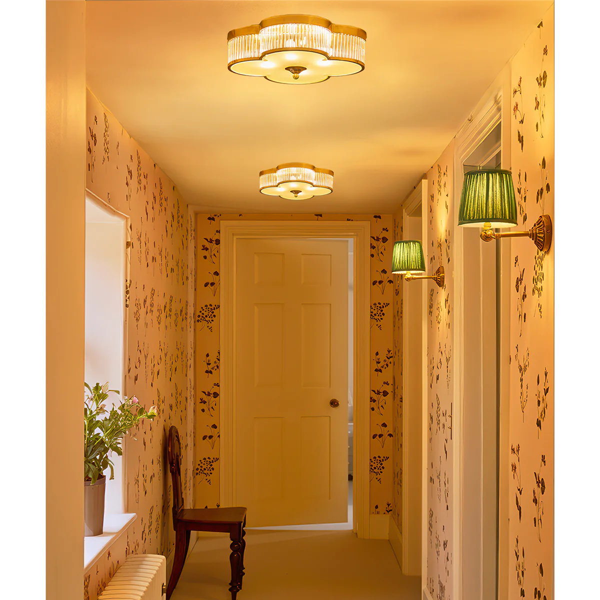 Clover flush ceiling fitting in brass with glass rods - Image 5