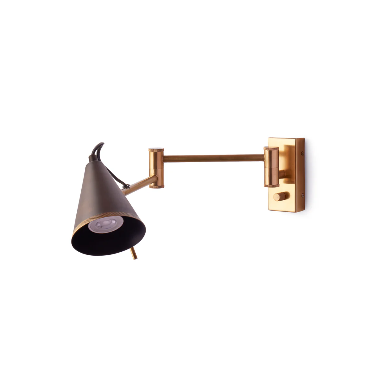 Conrad articulated wall light in brass with bronze hood - Image 2